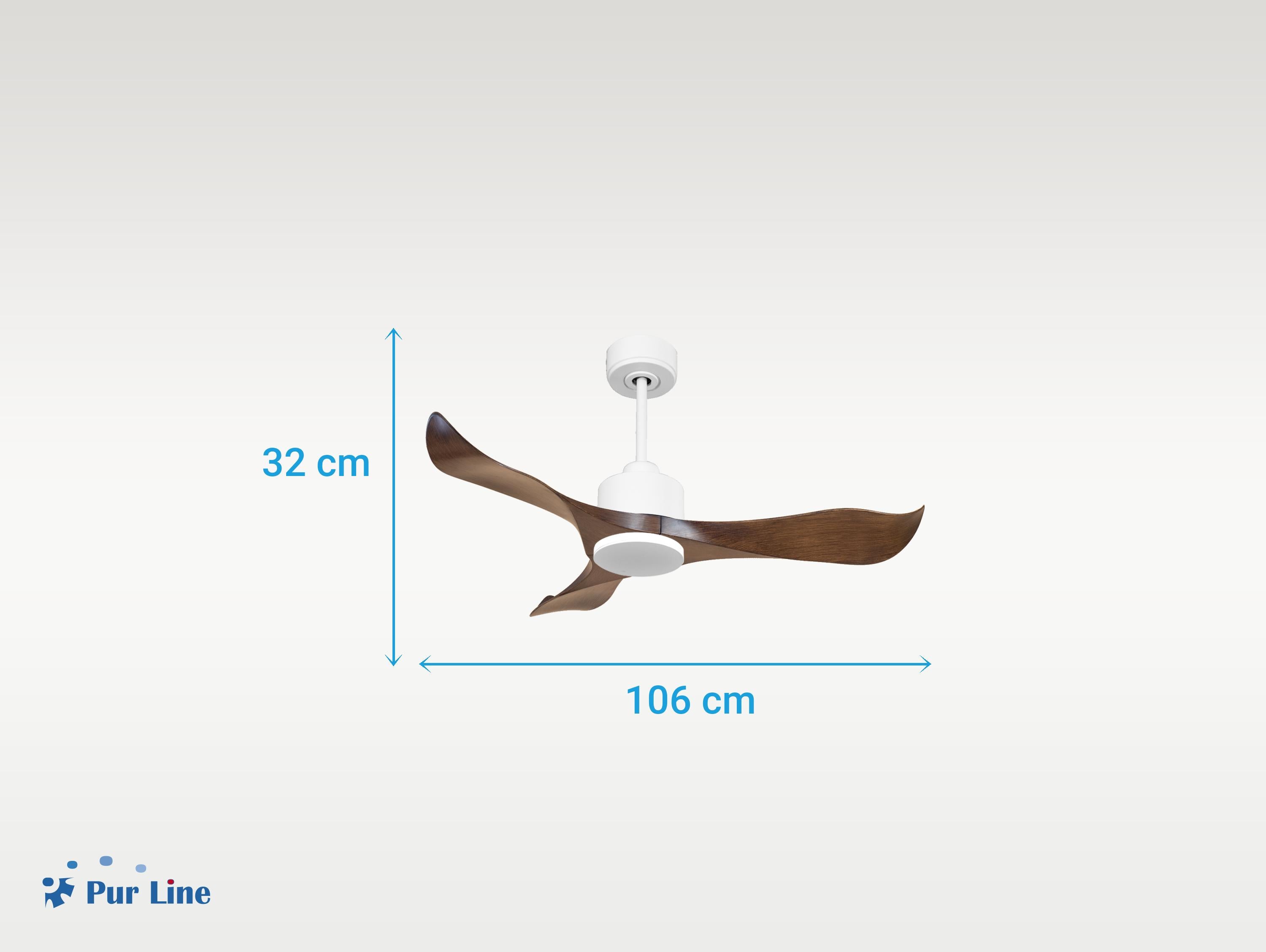 Ventilatore da soffitto Reversibile Termostato Wifi Motore CC Tetti inclinati Telecomando Adattatore 2/3 lame Hypersilence Memoria