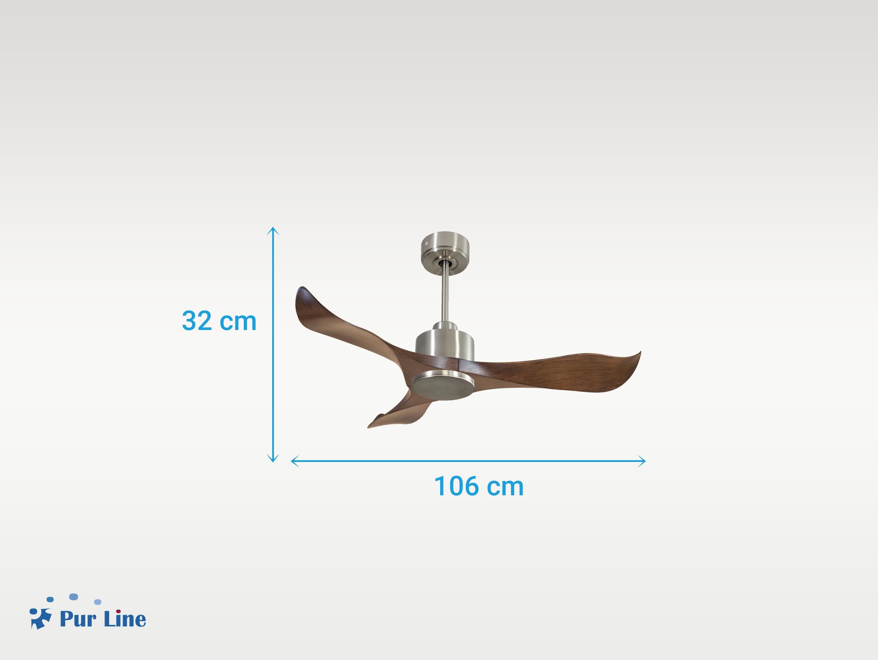 Ventilatore da soffitto Reversibile Termostato Wifi Motore CC Tetti inclinati Telecomando Adattatore 2/3 lame Hypersilence Memoria