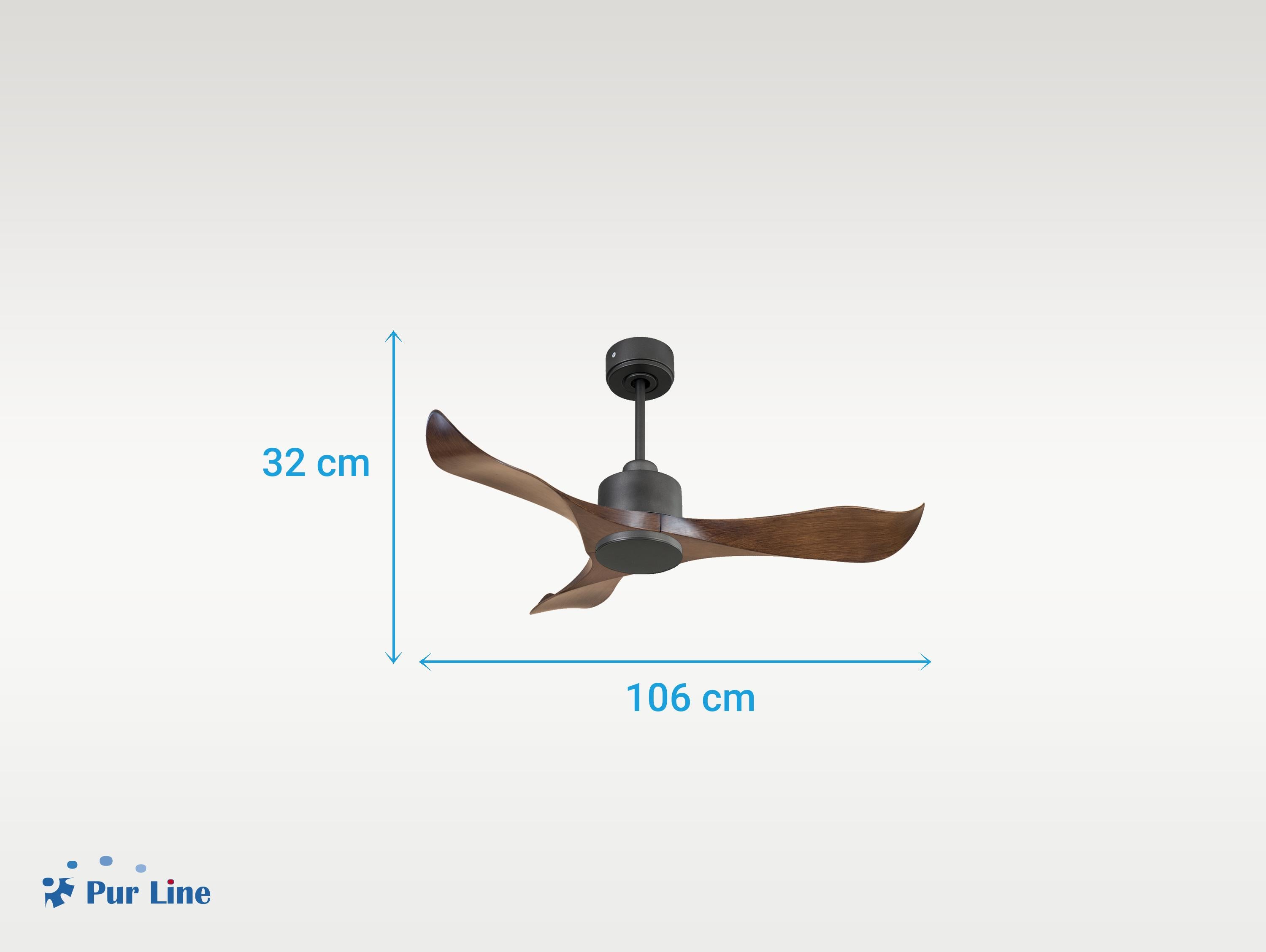 Ventilatore da soffitto Reversibile Termostato Wifi Motore CC Tetti inclinati Telecomando Adattatore 2/3 lame Hypersilence Memoria
