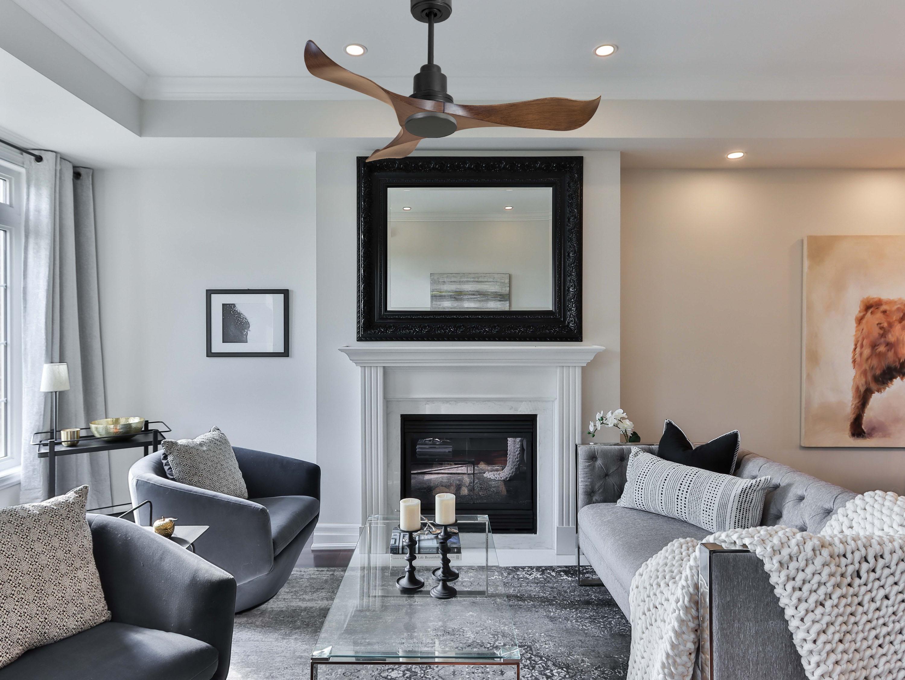 Ventilatore da soffitto Reversibile Termostato Wifi Motore CC Tetti inclinati Telecomando Adattatore 2/3 lame Hypersilence Memoria Shopify Vendible (AUTOMATICO)