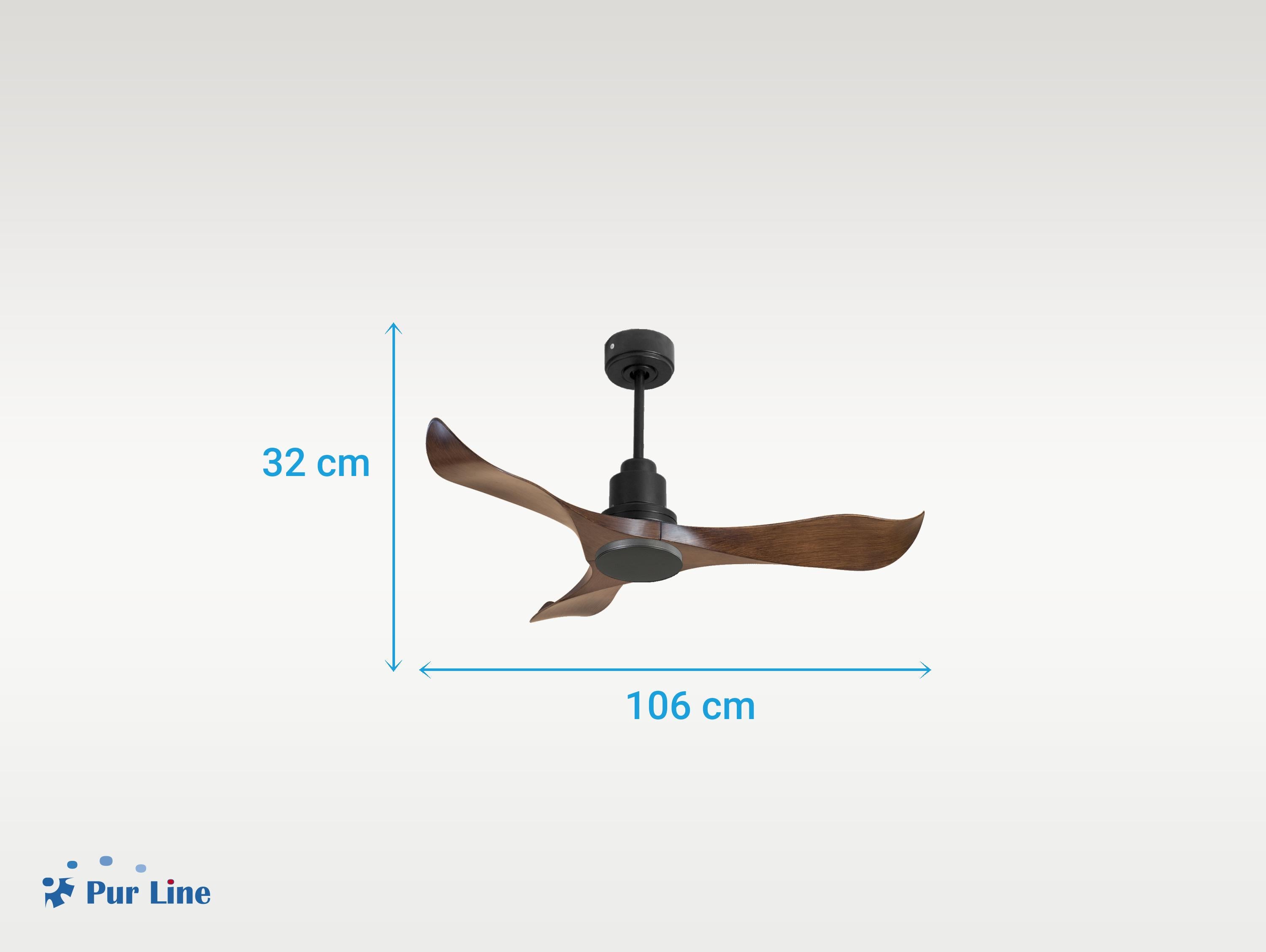 Ventilatore da soffitto Reversibile Termostato Wifi Motore CC Tetti inclinati Telecomando Adattatore 2/3 lame Hypersilence Memoria Shopify Vendible (AUTOMATICO)