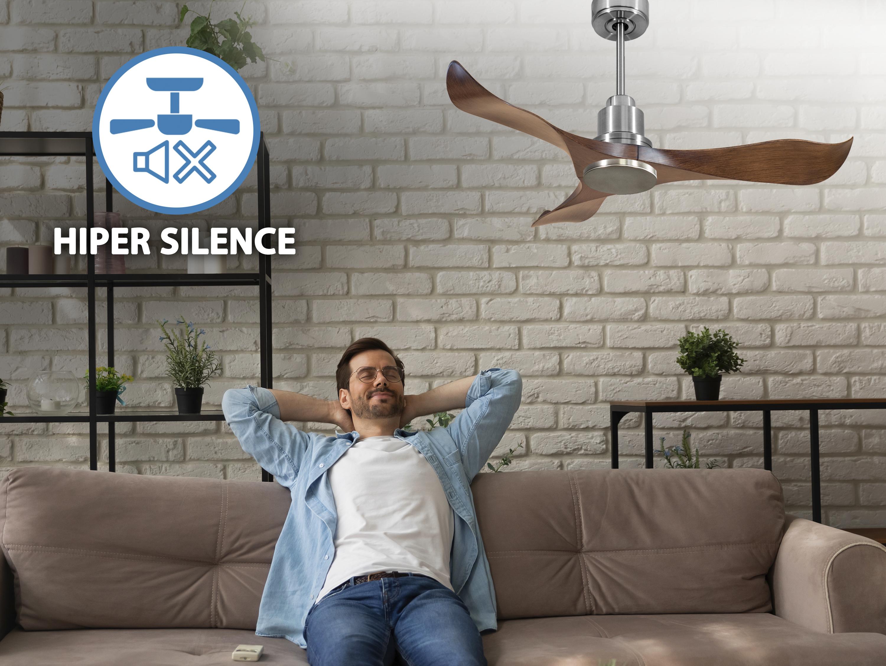 Ventilatore da soffitto Reversibile Termostato Wifi Motore CC Tetti inclinati Telecomando Adattatore 2/3 lame Hypersilence Memoria
