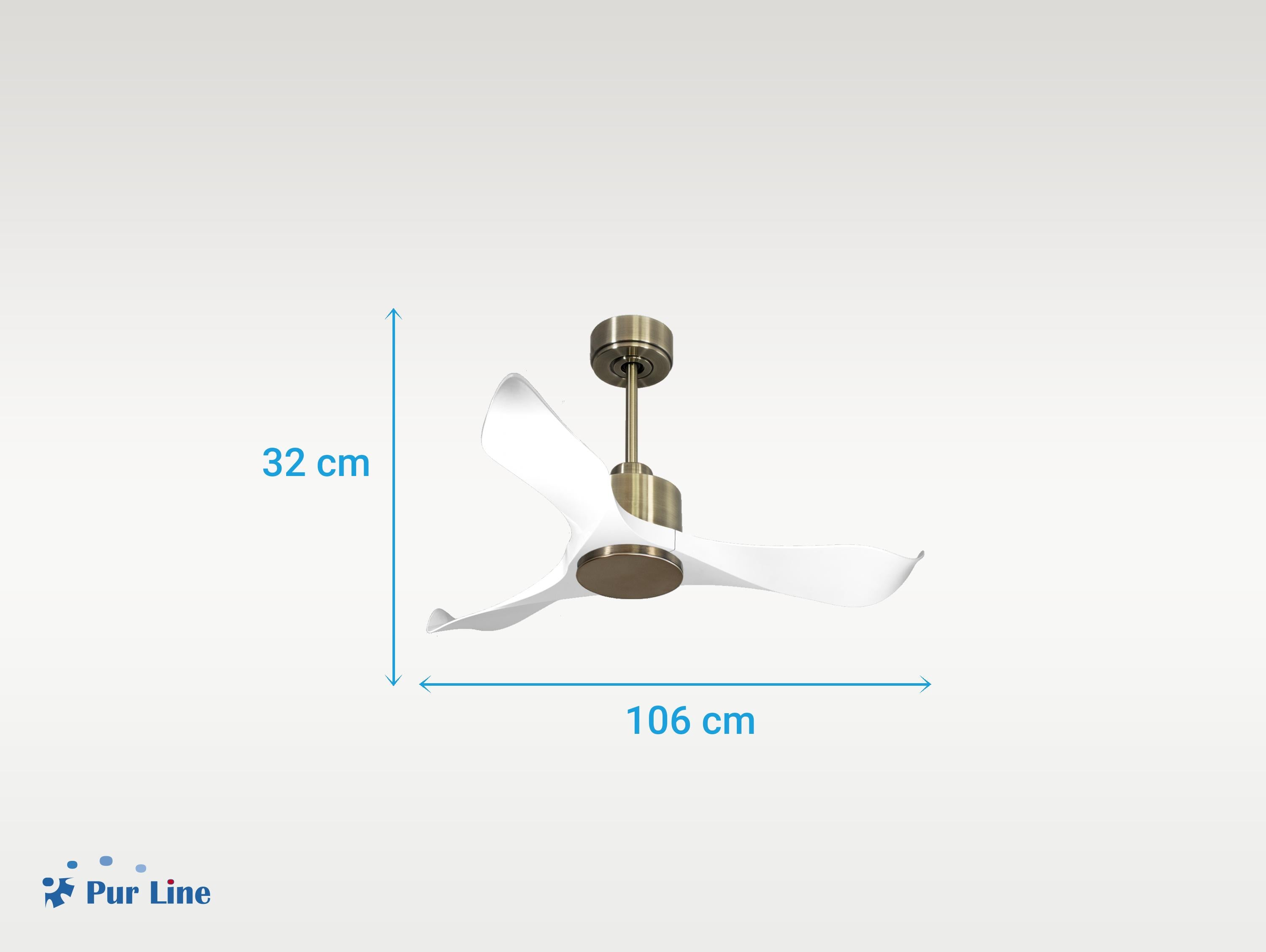 Ventilatore da soffitto Reversibile Termostato Wifi Motore CC Tetti inclinati Telecomando Adattatore 2/3 lame Hypersilence Memoria