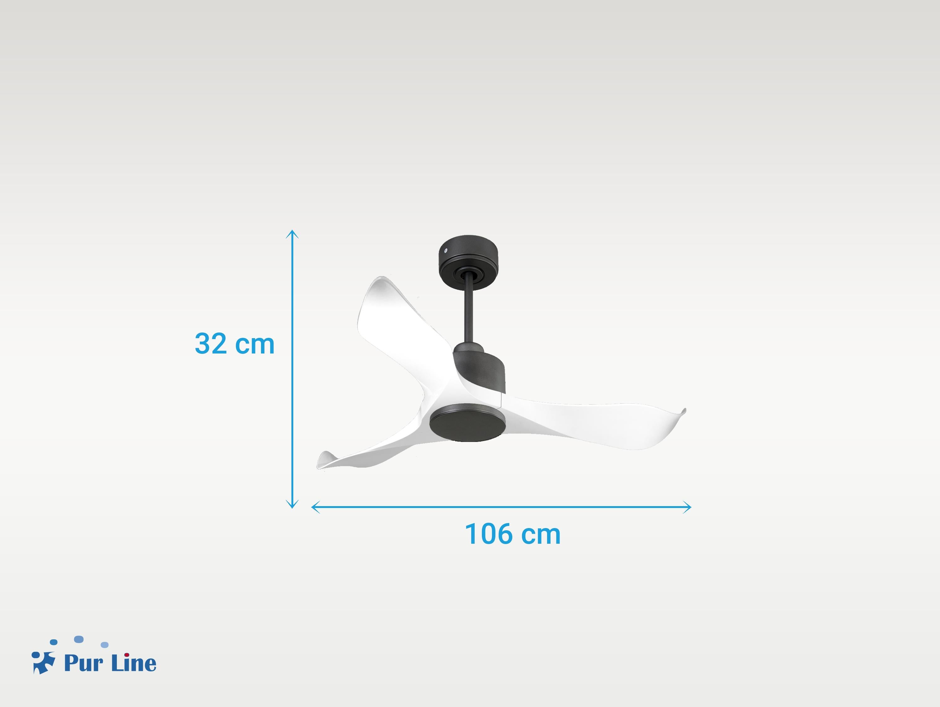 Ventilatore da soffitto Reversibile Termostato Wifi Motore CC Tetti inclinati Telecomando Adattatore 2/3 lame Hypersilence Memoria