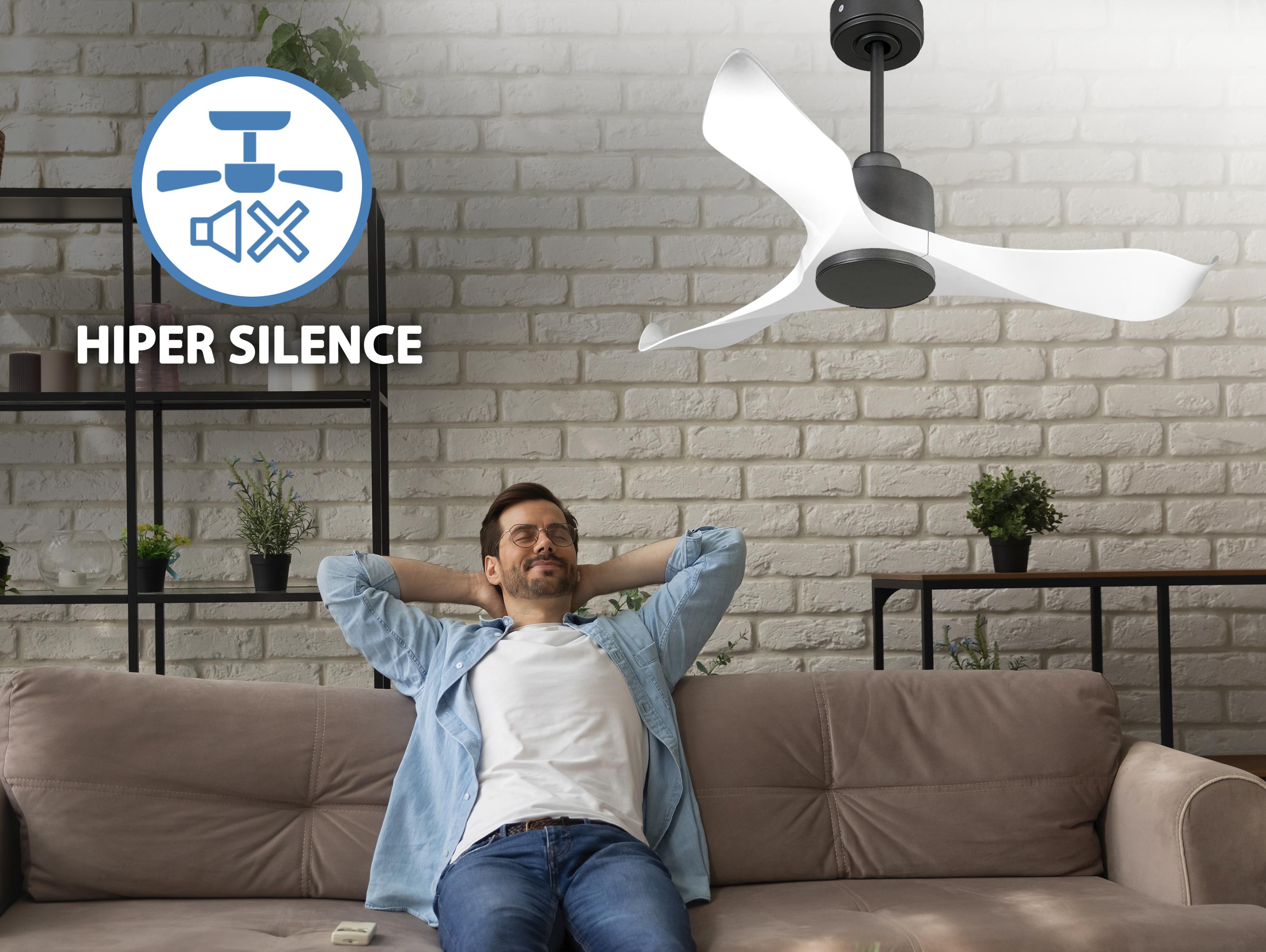 Ventilatore da soffitto Reversibile Termostato Wifi Motore CC Tetti inclinati Telecomando Adattatore 2/3 lame Hypersilence Memoria