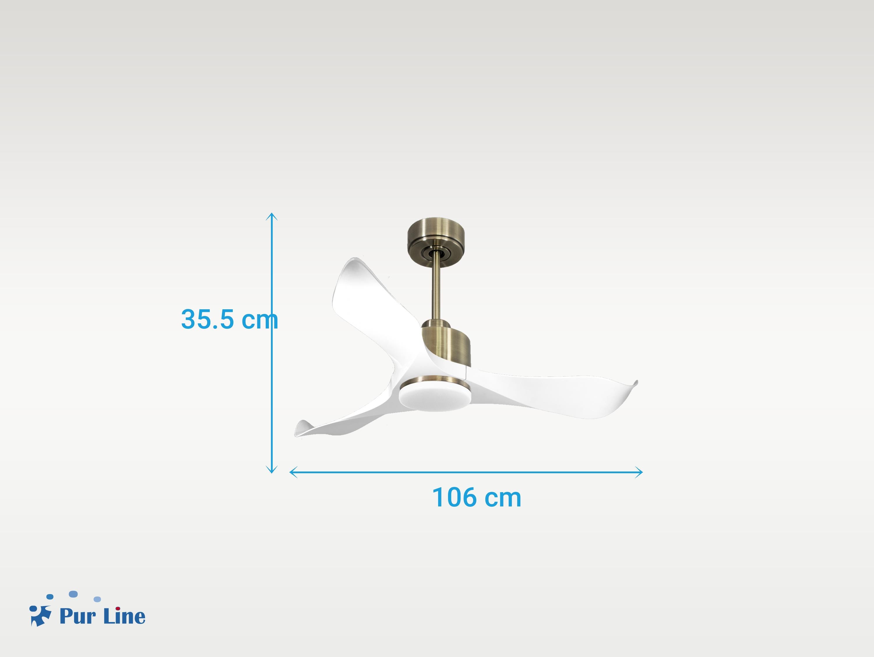 Ventilatore da soffitto Reversibile Termostato Dimmabile Wifi Motore CC Tetti inclinati Telecomando Luce a tre toni Adattatore 2/3 lame Hypersilence Memoria