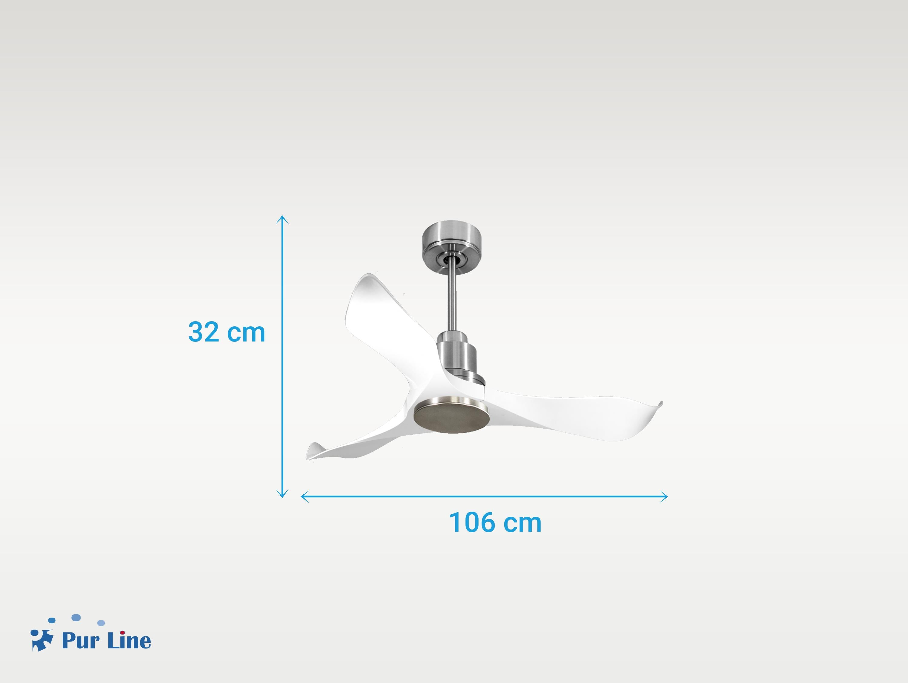 Ventilatore da soffitto Reversibile Termostato Wifi Motore CC Tetti inclinati Telecomando Adattatore 2/3 lame Hypersilence Memoria Shopify Vendible (AUTOMATICO)