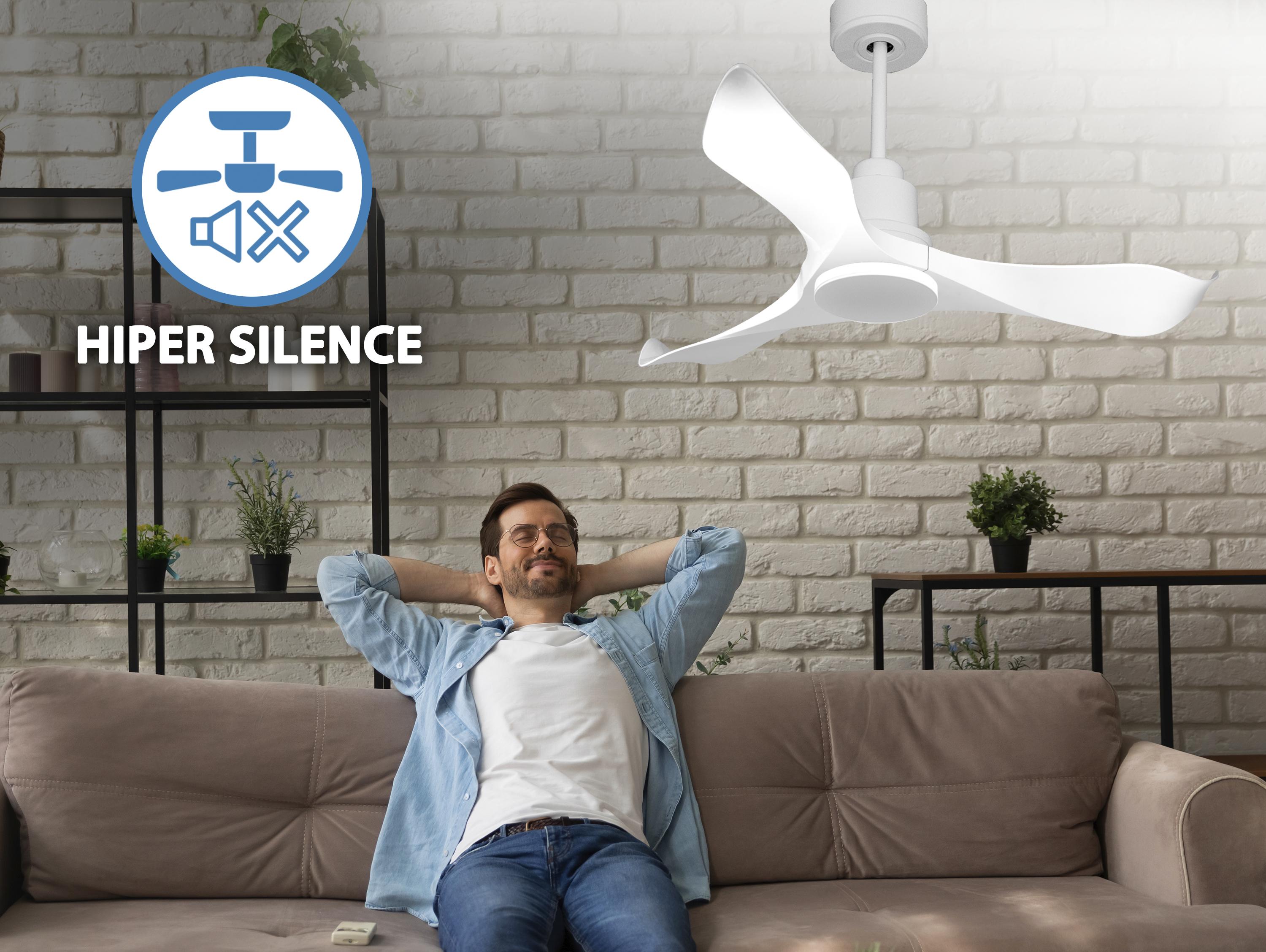 Ventilatore da soffitto Reversibile Termostato Wifi Motore CC Tetti inclinati Telecomando Adattatore 2/3 lame Hypersilence Memoria