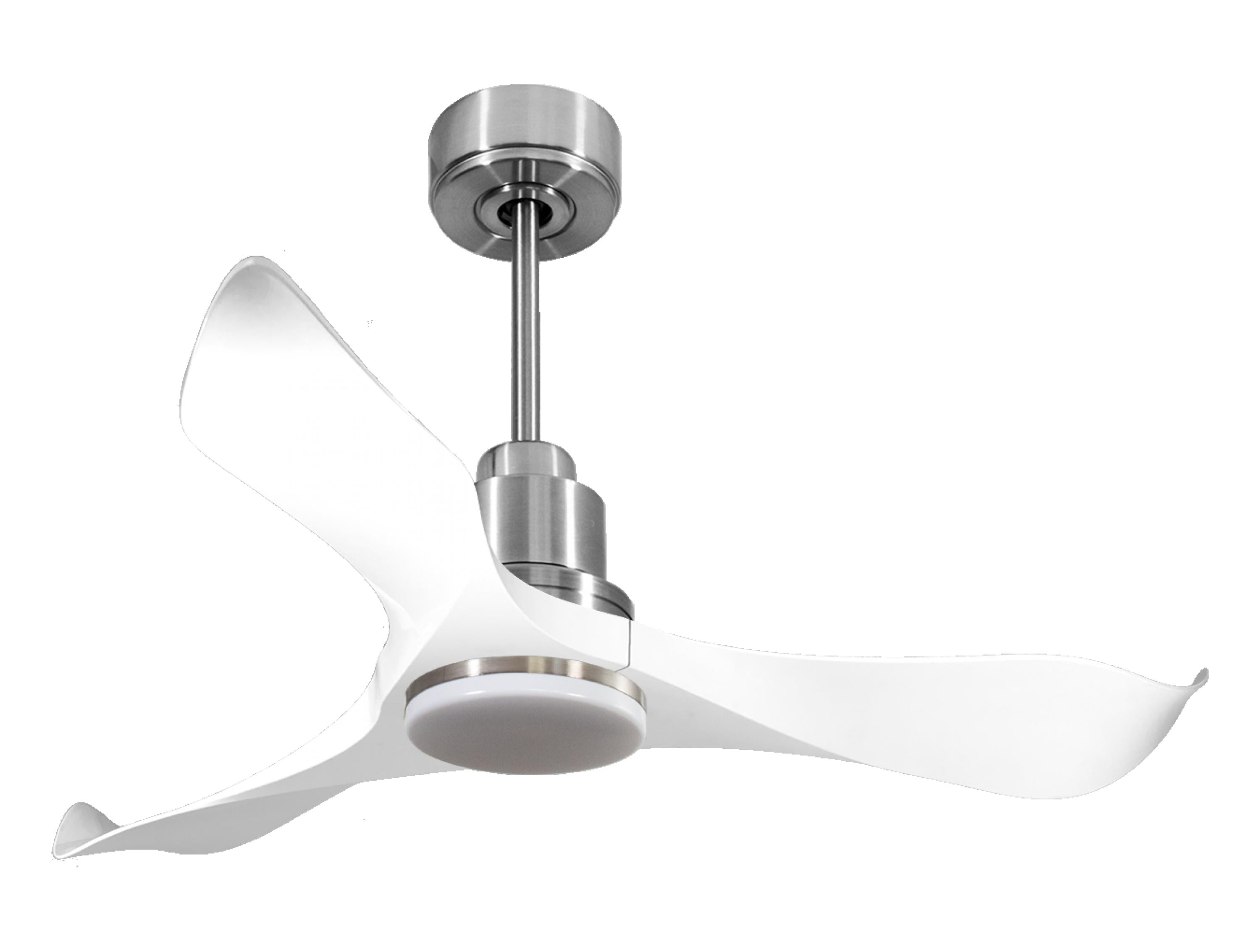 Ventilatore da soffitto Reversibile Termostato Dimmabile Wifi Motore CC Tetti inclinati Telecomando Luce a tre toni Adattatore 2/3 lame Hypersilence Memoria