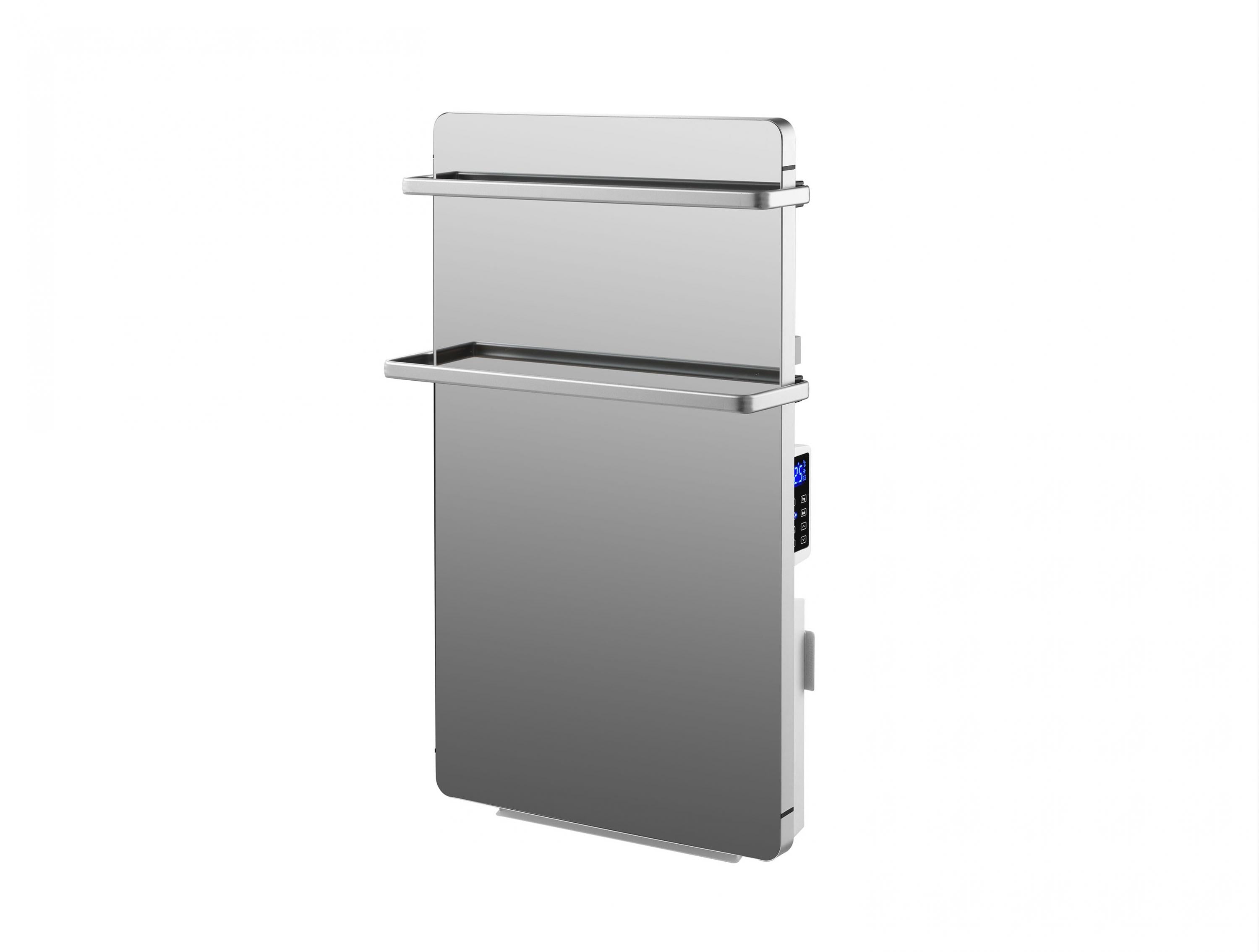 Scaldasalviette elettrico da 2000W con vetro temperato a specchio e display a LED