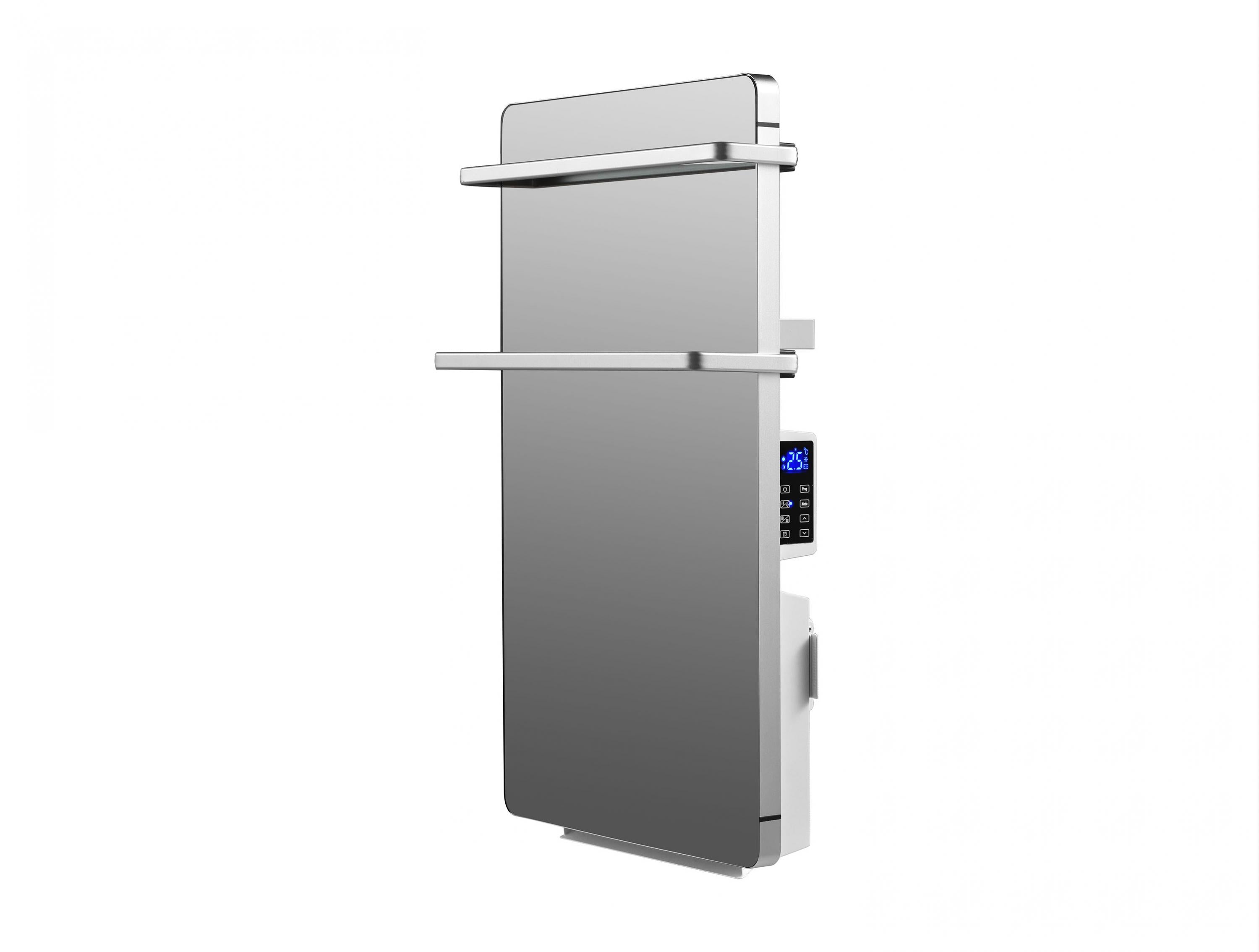 Scaldasalviette elettrico da 2000W con vetro temperato a specchio e display a LED