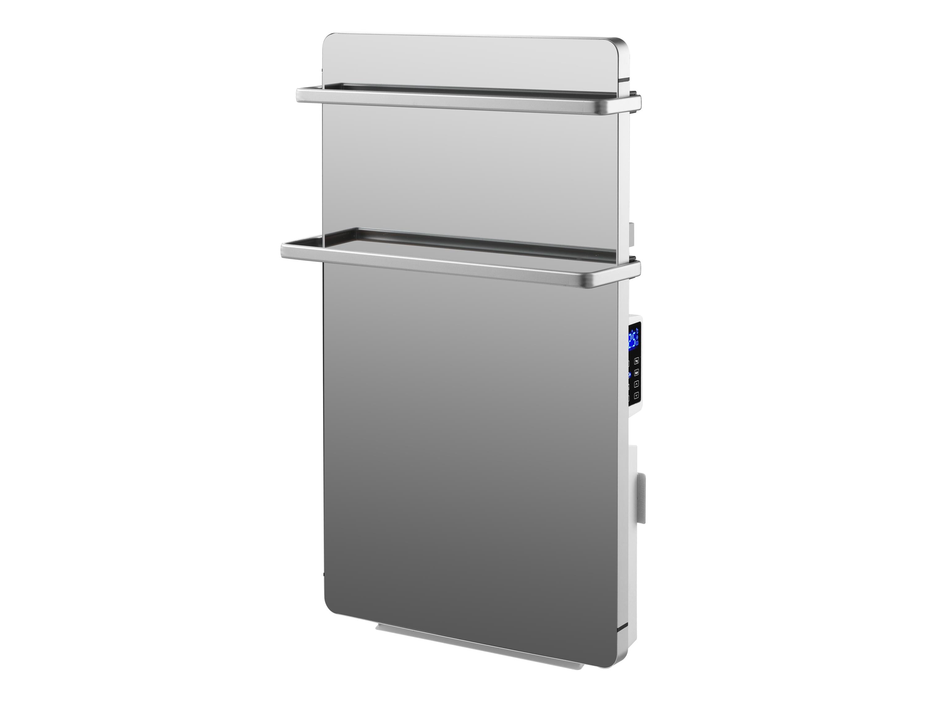 Scaldasalviette elettrico da 2000W con vetro temperato a specchio e display a LED