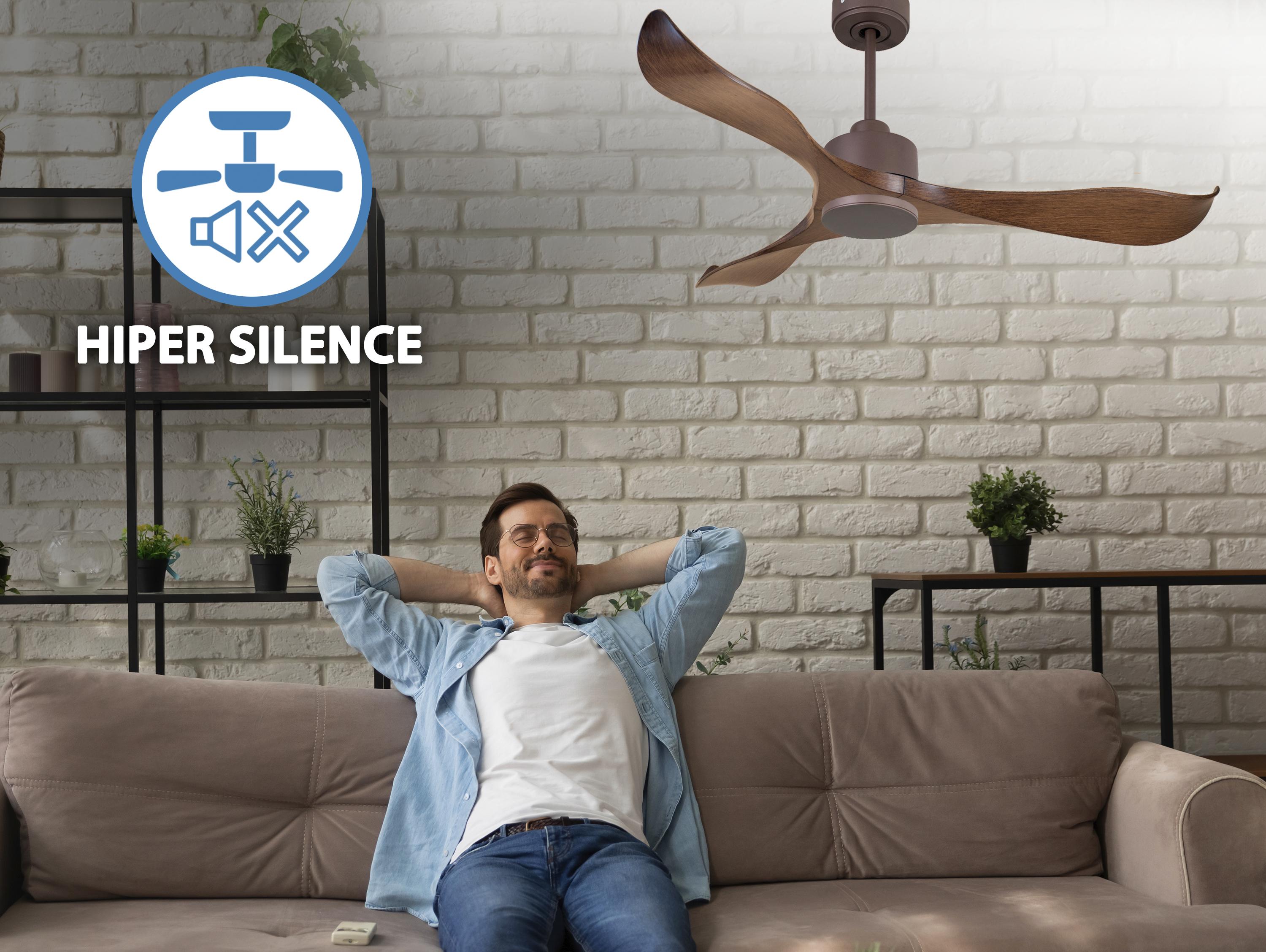 Ventilatore da soffitto Reversibile Termostato Wifi Motore CC Tetti inclinati Telecomando Adattatore 2/3 lame Hypersilence Memoria