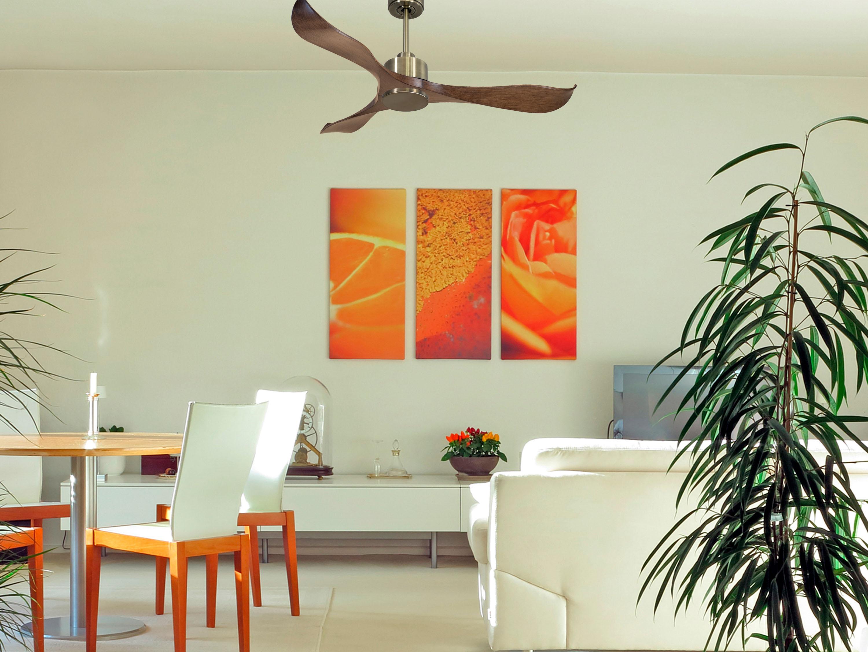 Ventilatore da soffitto Reversibile Termostato Wifi Motore CC Tetti inclinati Telecomando Adattatore 2/3 lame Hypersilence Memoria