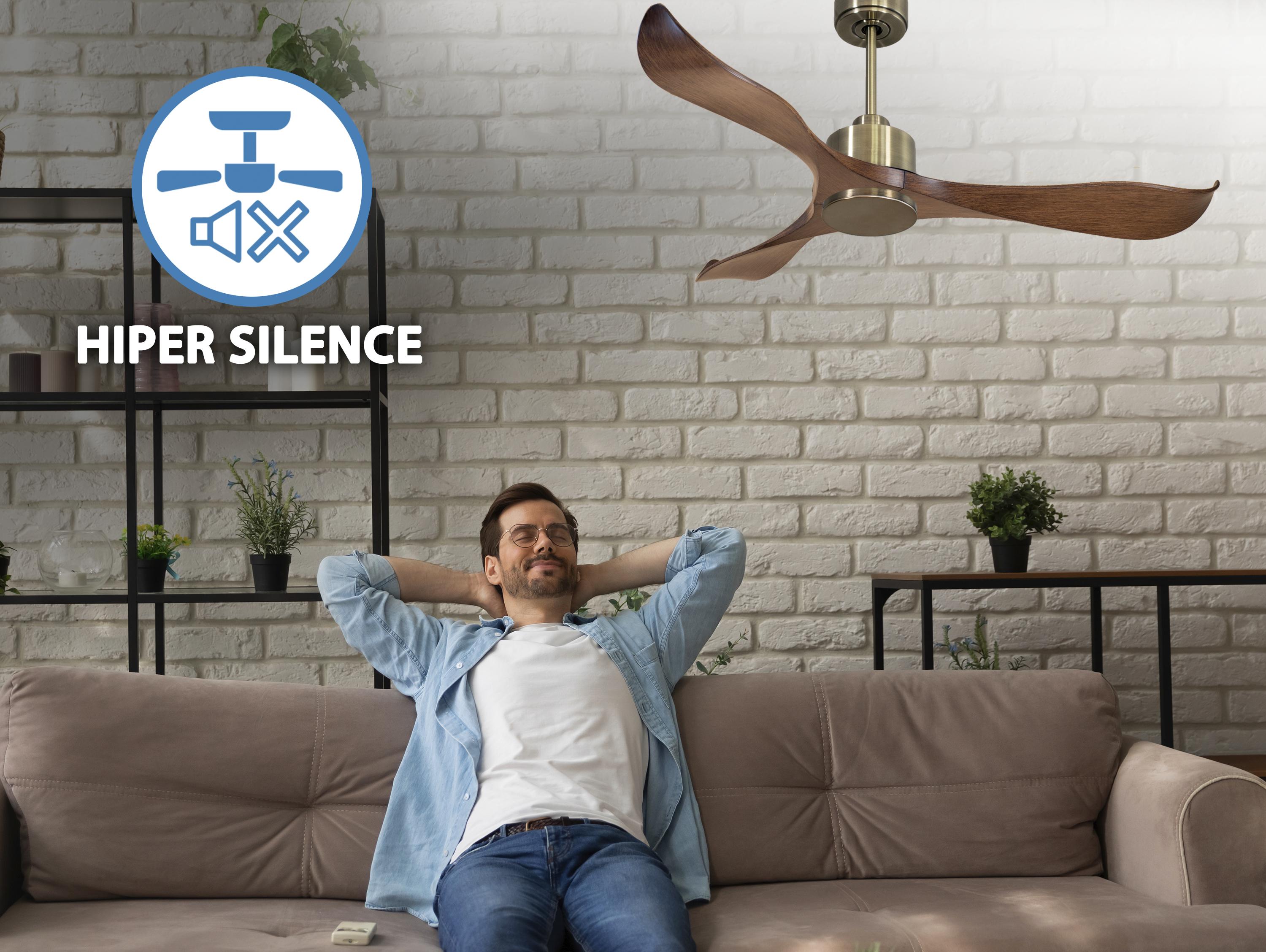 Ventilatore da soffitto Reversibile Termostato Wifi Motore CC Tetti inclinati Telecomando Adattatore 2/3 lame Hypersilence Memoria