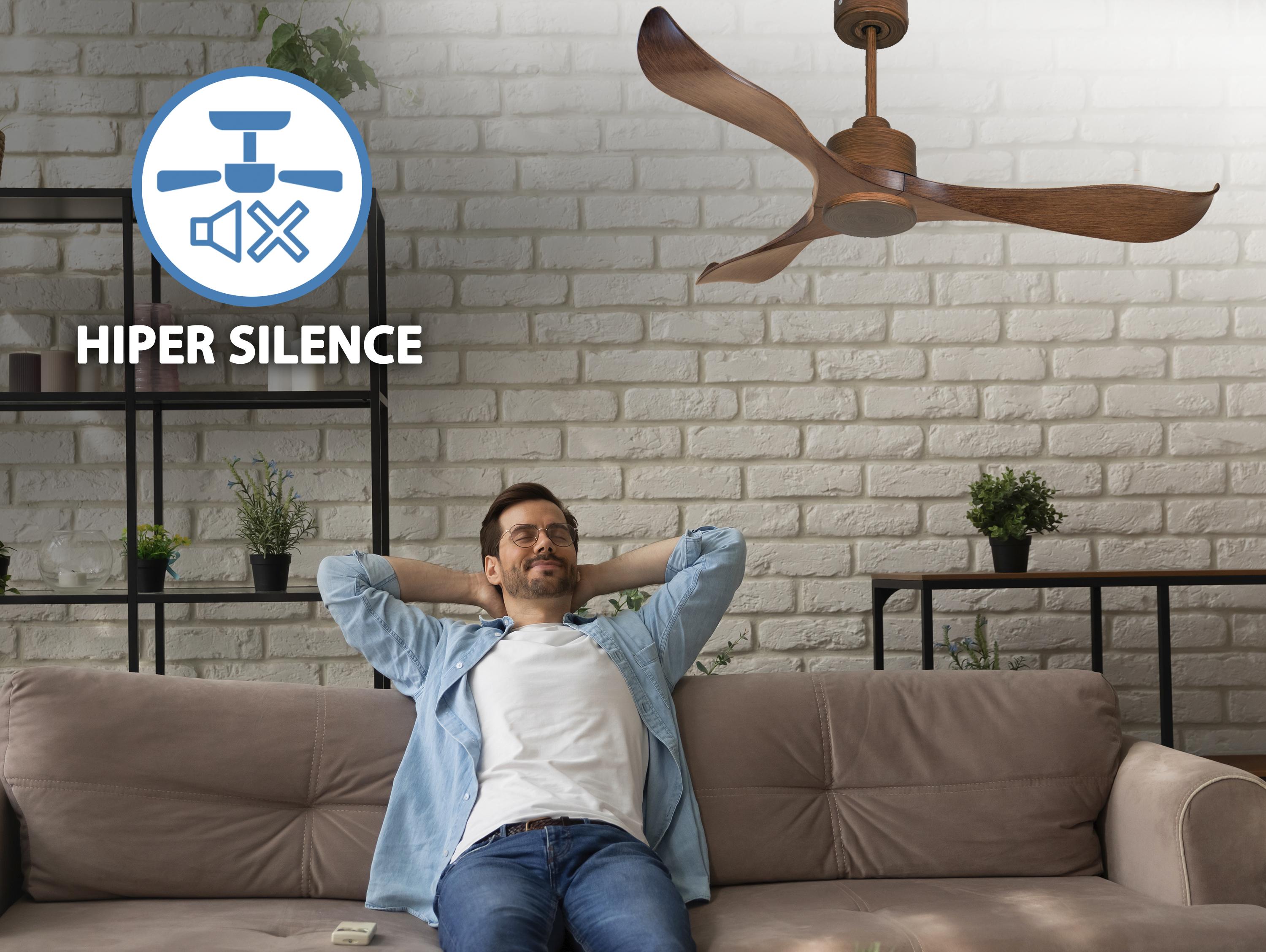 Ventilatore da soffitto Reversibile Termostato Wifi Motore CC Tetti inclinati Telecomando Adattatore 2/3 lame Hypersilence Memoria