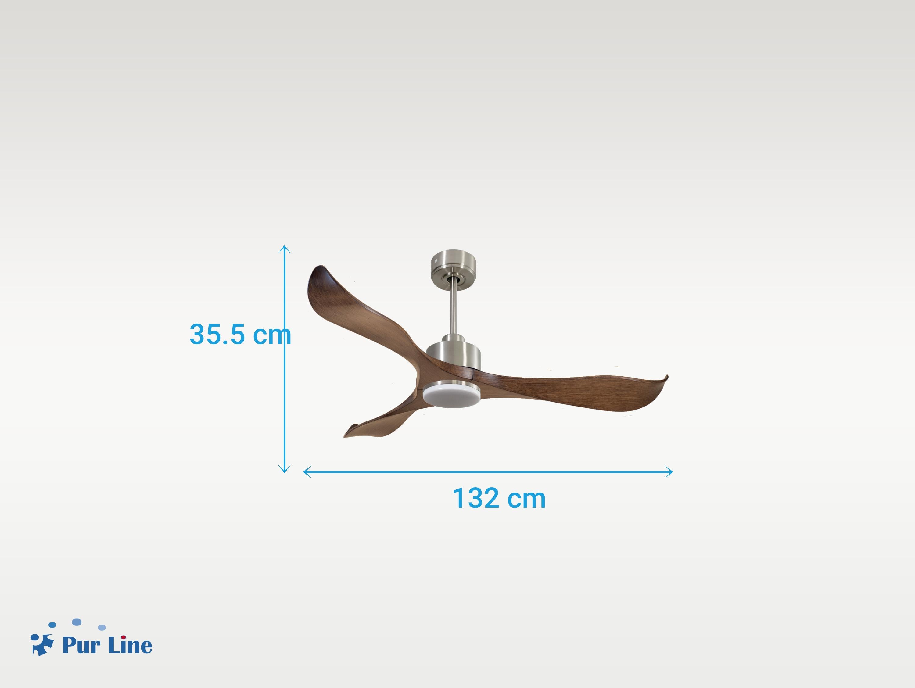 Ventilatore da soffitto Reversibile Termostato Dimmabile Wifi Motore CC Tetti inclinati Telecomando Luce a tre toni Adattatore 2/3 lame Hypersilence Memoria