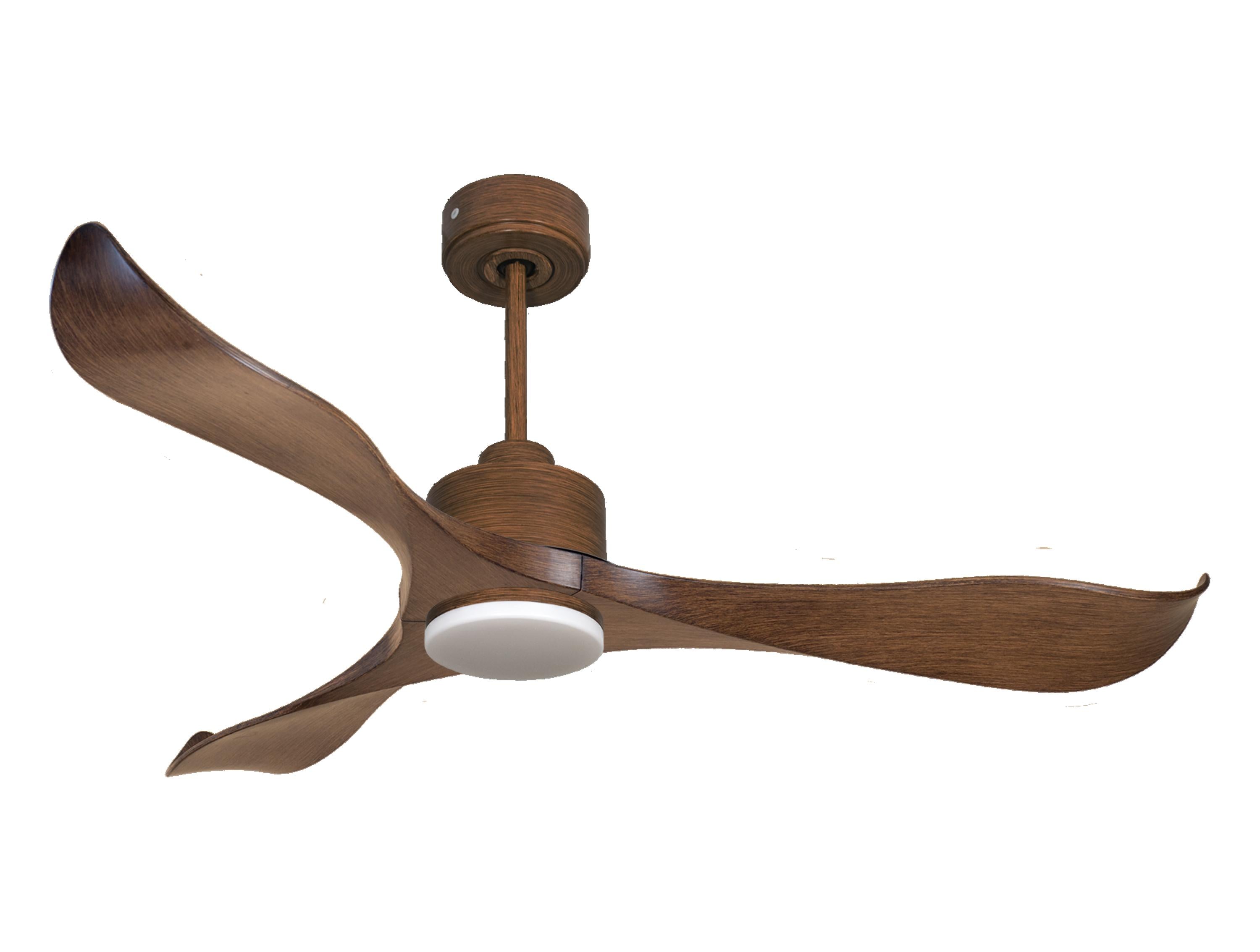 Ventilatore da soffitto Reversibile Termostato Dimmabile Wifi Motore CC Tetti inclinati Telecomando Luce a tre toni Adattatore 2/3 lame Hypersilence Memoria