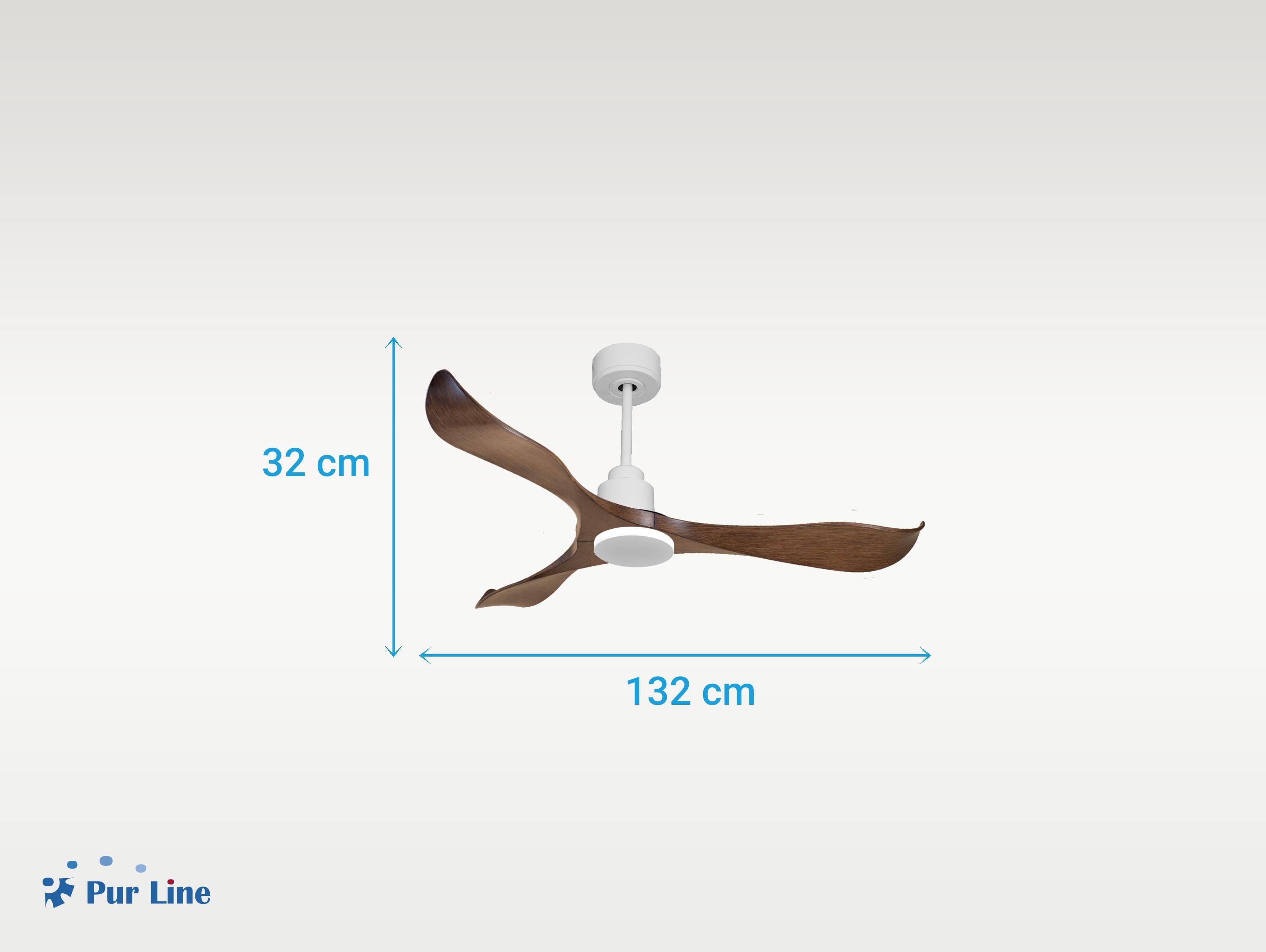 Ventilatore da soffitto Reversibile Termostato Wifi Motore CC Tetti inclinati Telecomando Adattatore 2/3 lame Hypersilence Memoria Shopify Vendible (AUTOMATICO)
