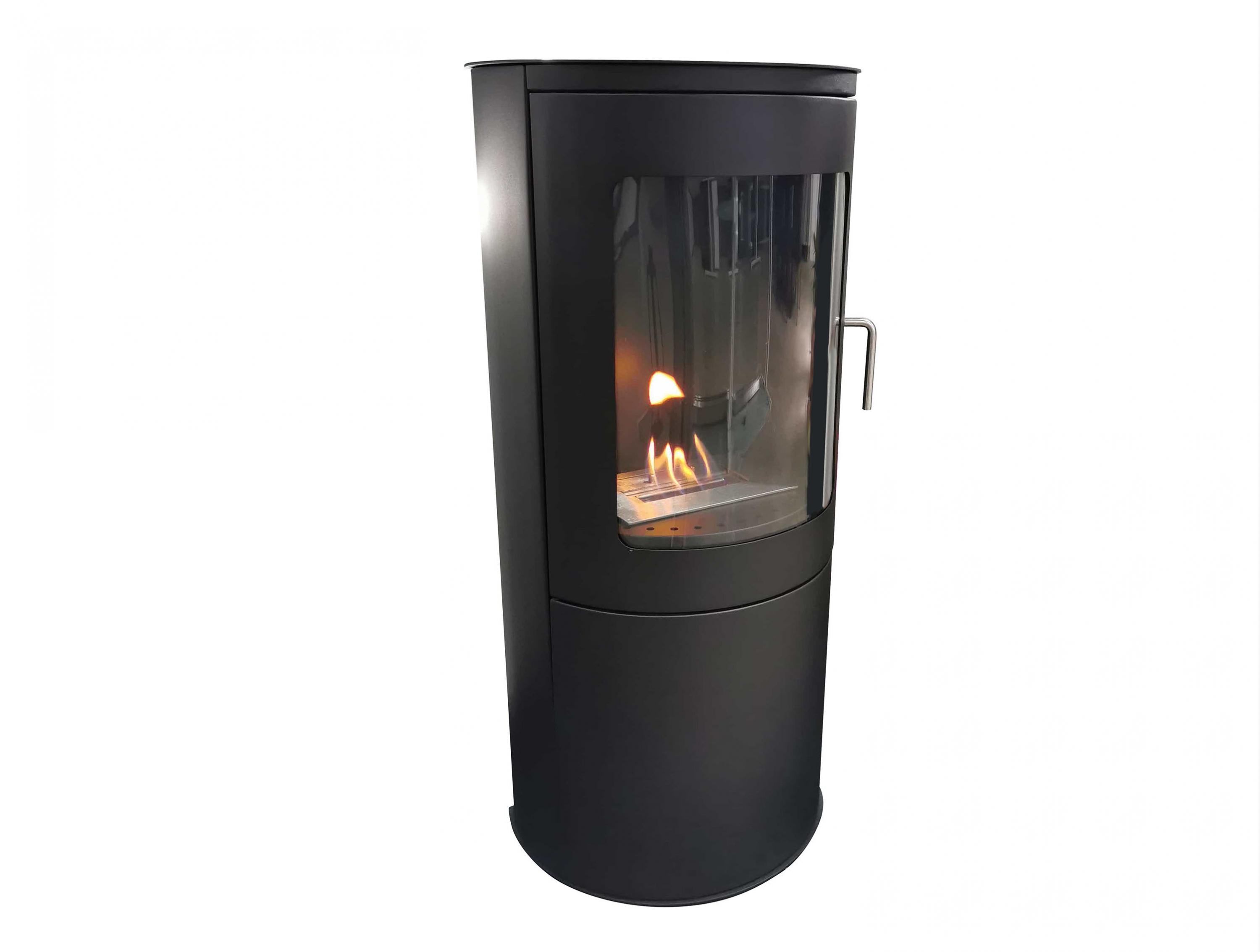 Materiale Acciaio Stufa a etanolo nero con porta in vetro temperato