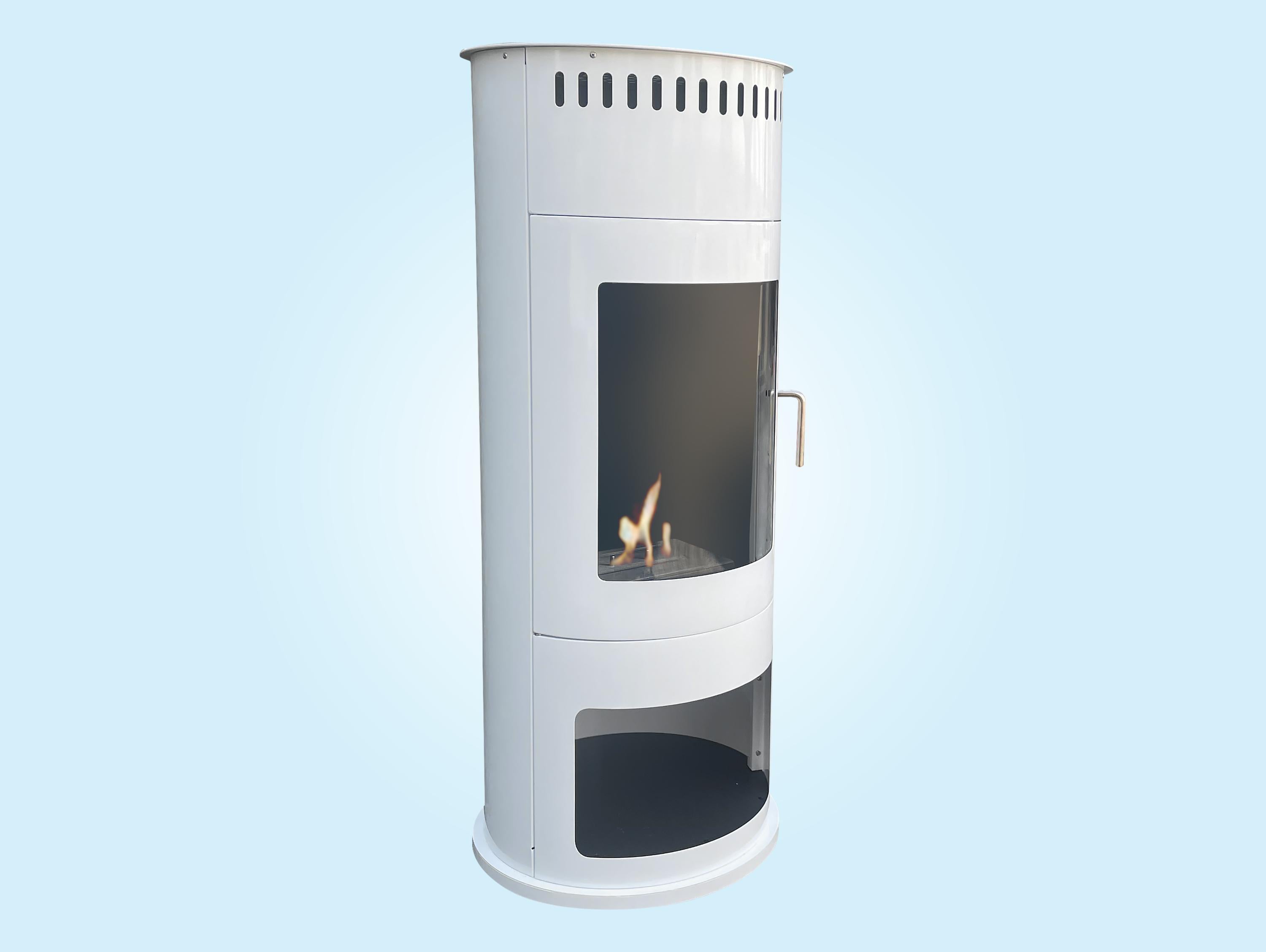 Materiale Acciaio Forno a etanolo bianco con porta in vetro temperato