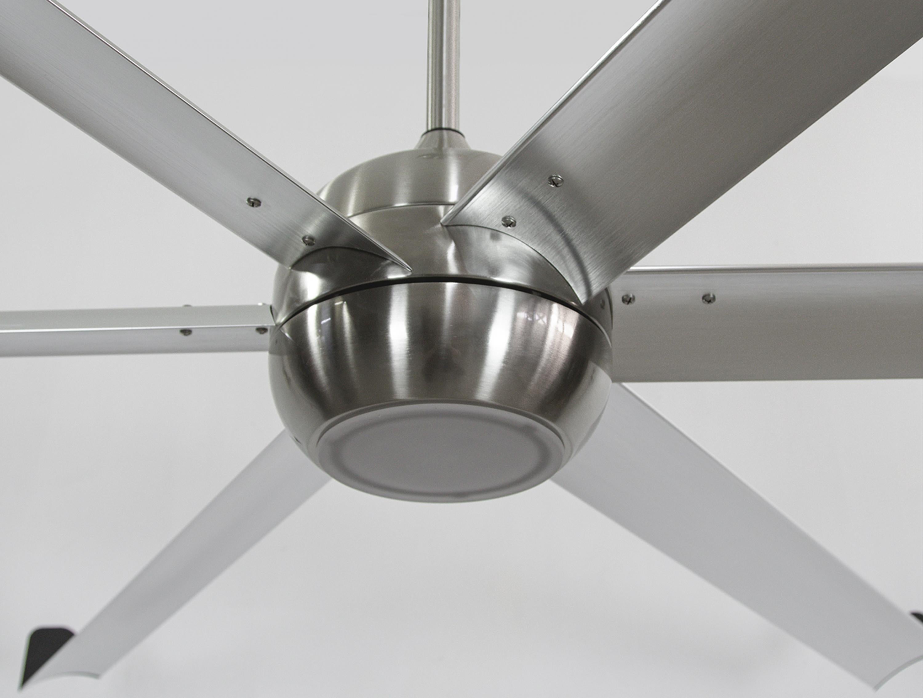 BIGCOOL BS-BS: Ventilatore da soffitto DC argento con pale in alluminio 236cm e luce per 125m2