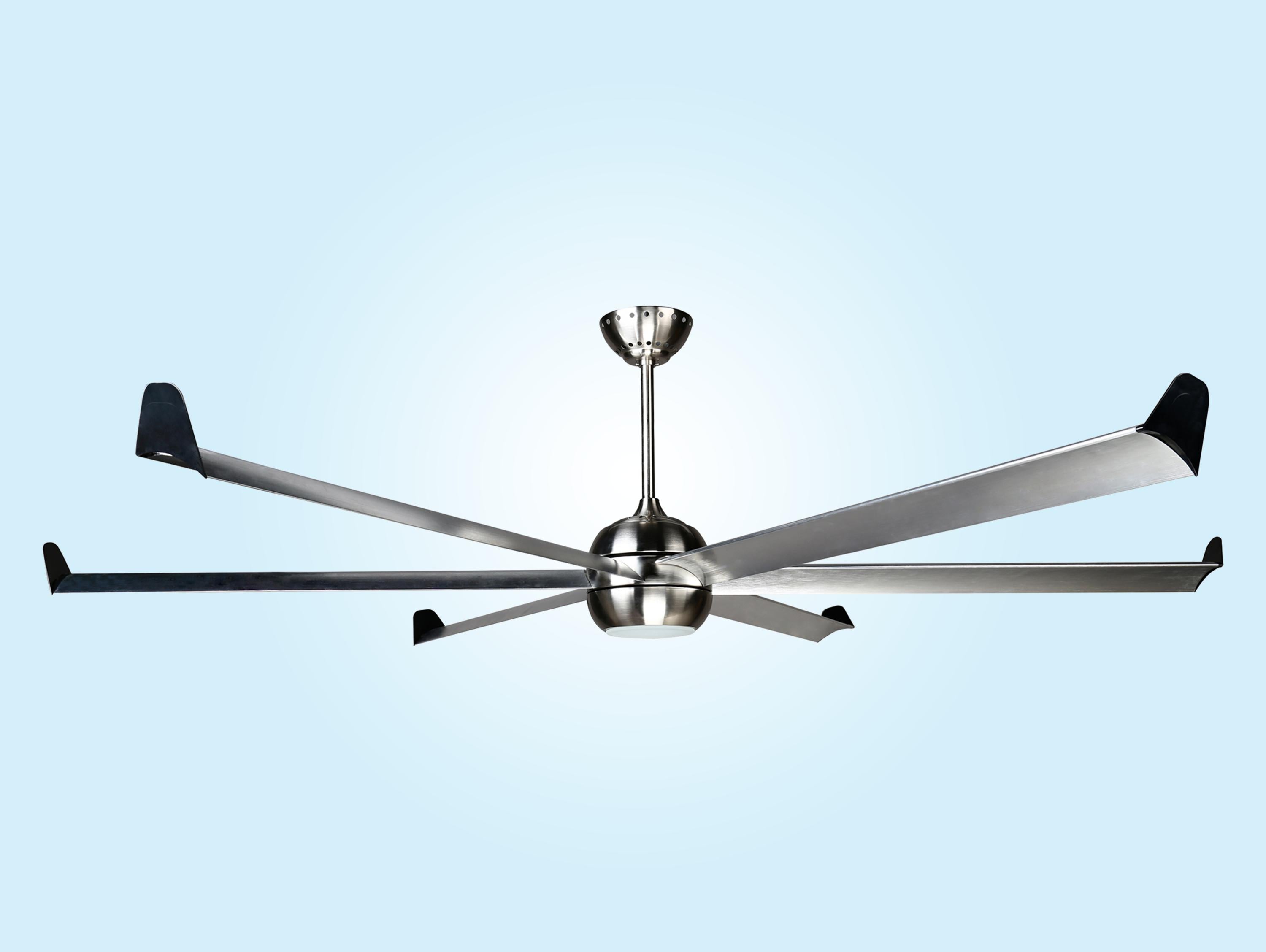Ventilatore da soffitto DC argento con pale in alluminio 236cm e luce per 125m2