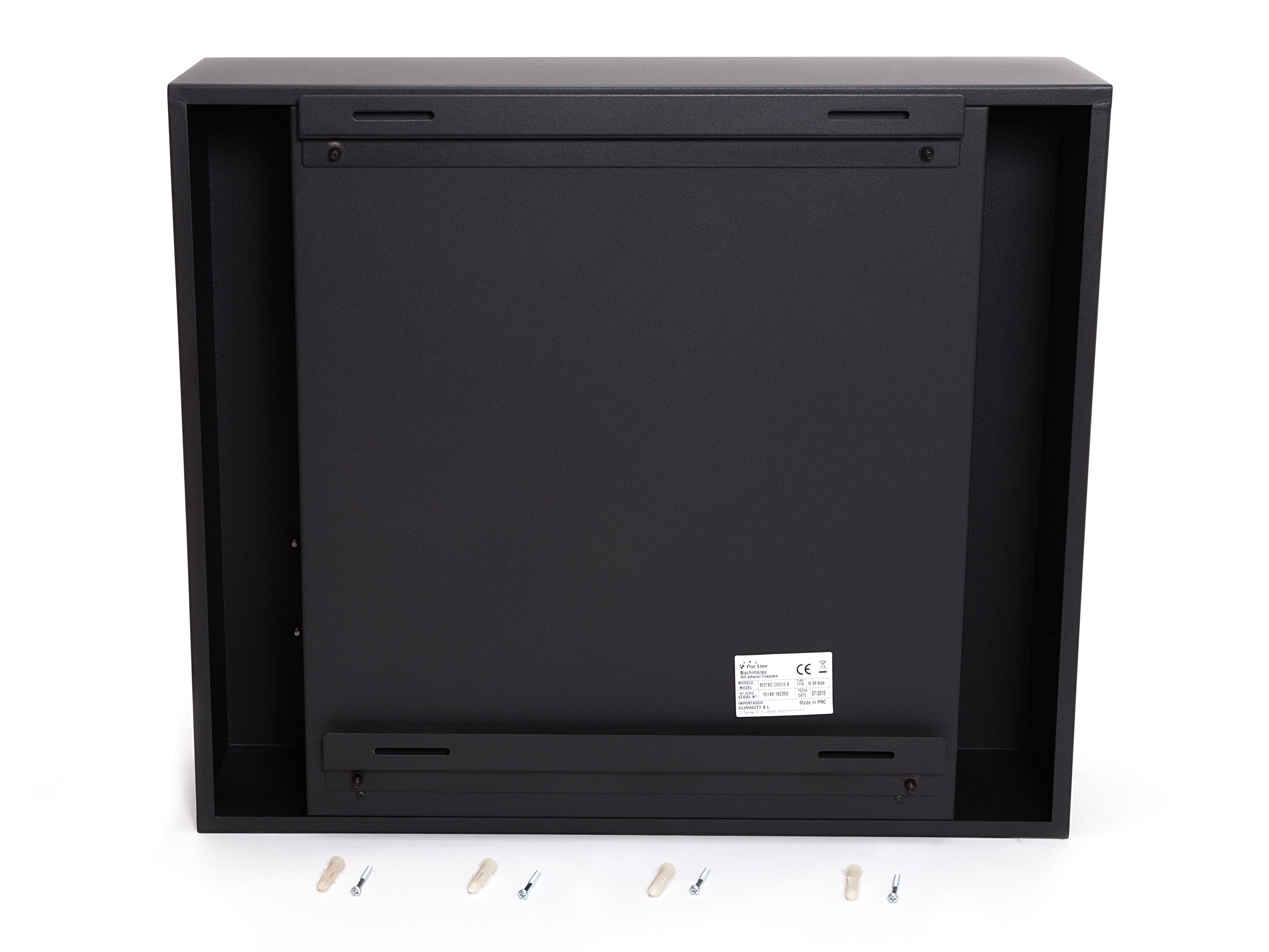 Potenza massima 2000 W Camino a etanolo da parete nero con pietre in ceramica