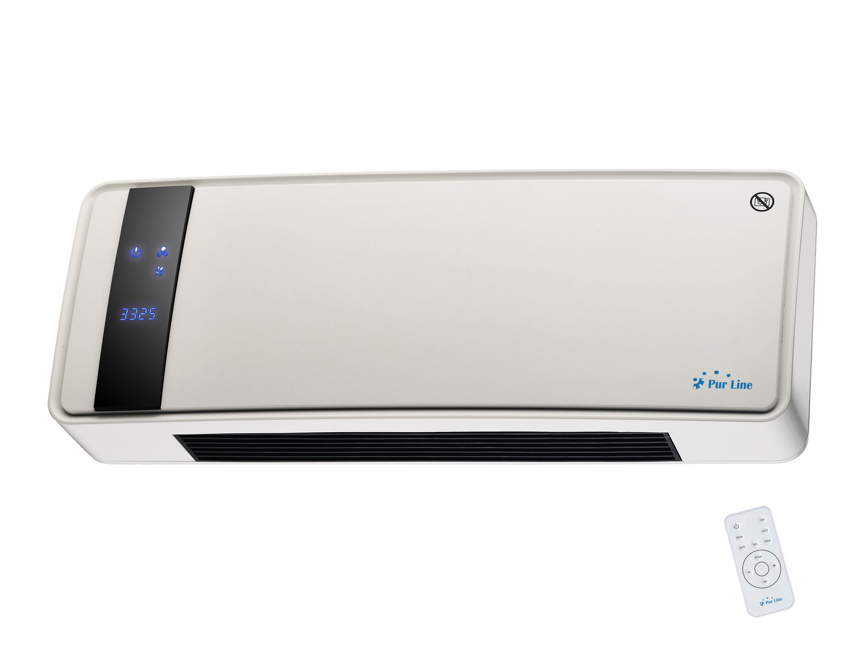 Stufa a parete in ceramica da 2000W con display digitale, telecomando e timer