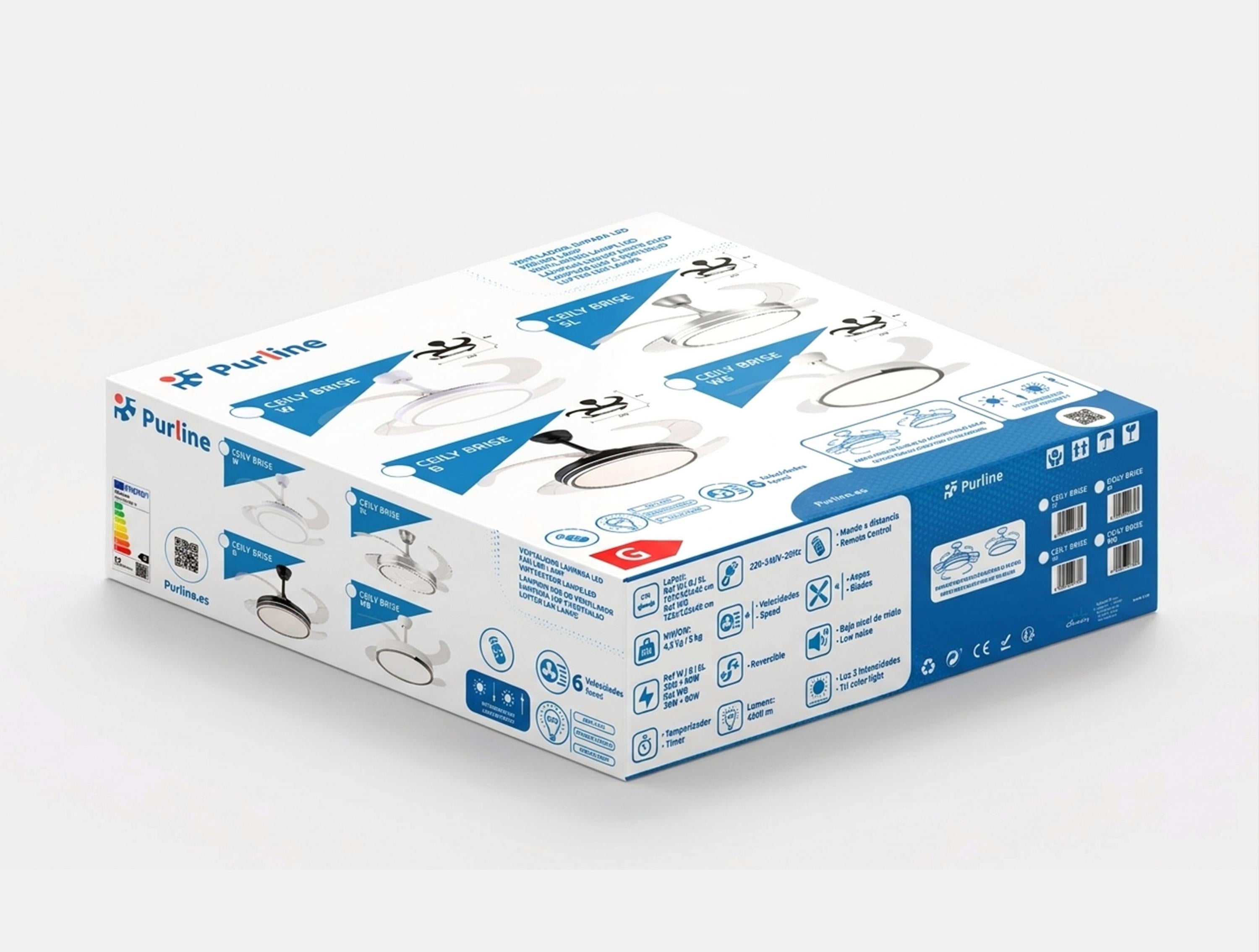 Ventilatore da soffitto retrattile con luce a LED e timer