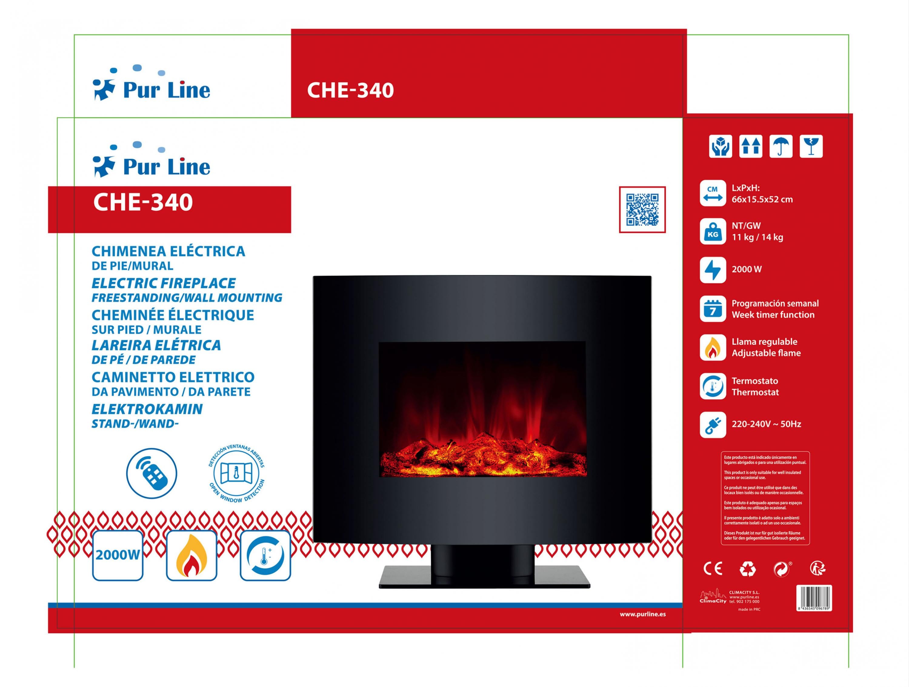 Caminetto elettrico 2000W con telecomando