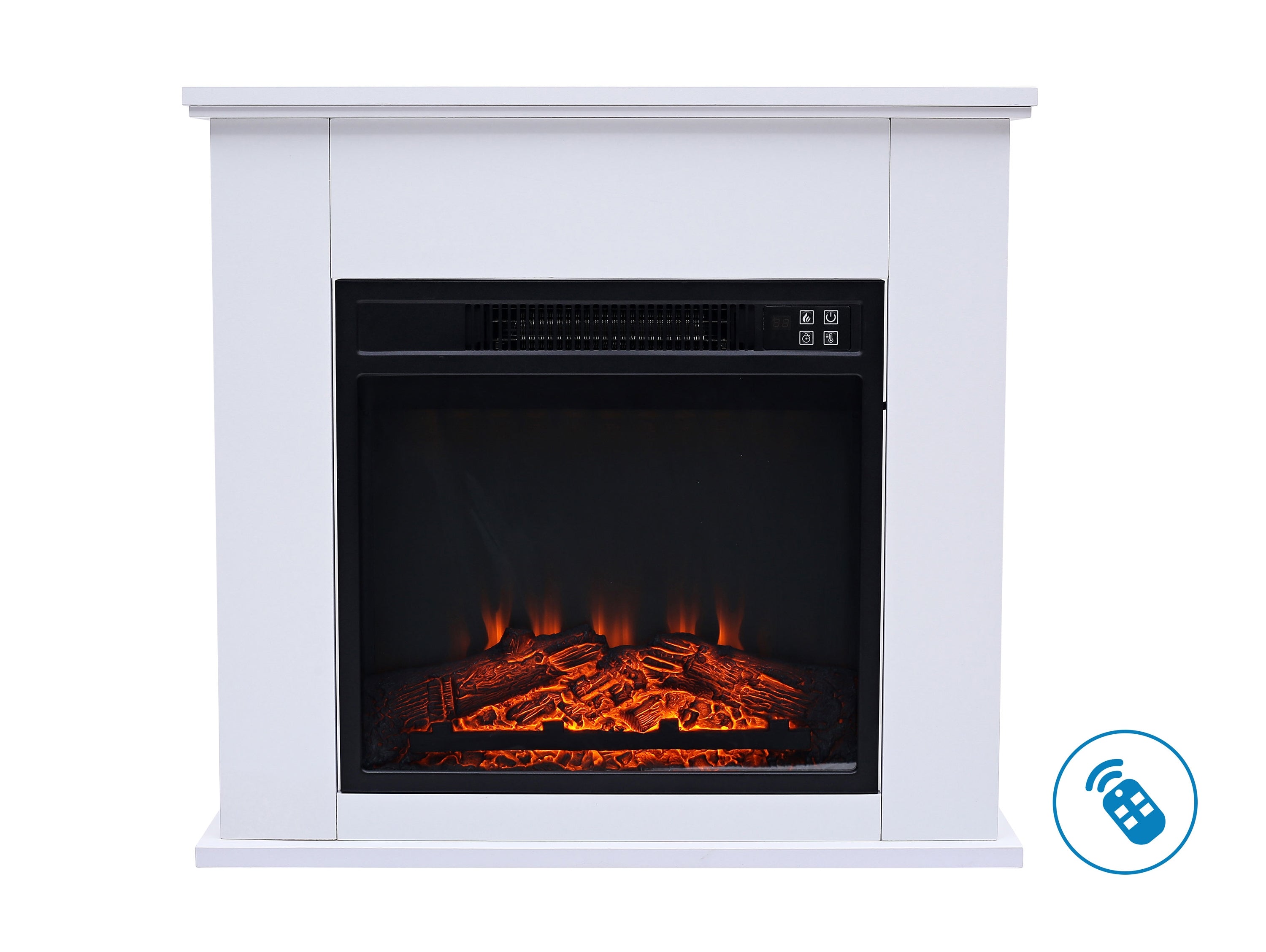 Potenza massima 2000 W Caminetto elettrico a pavimento 2kW in acciaio laccato bianco con telecomando