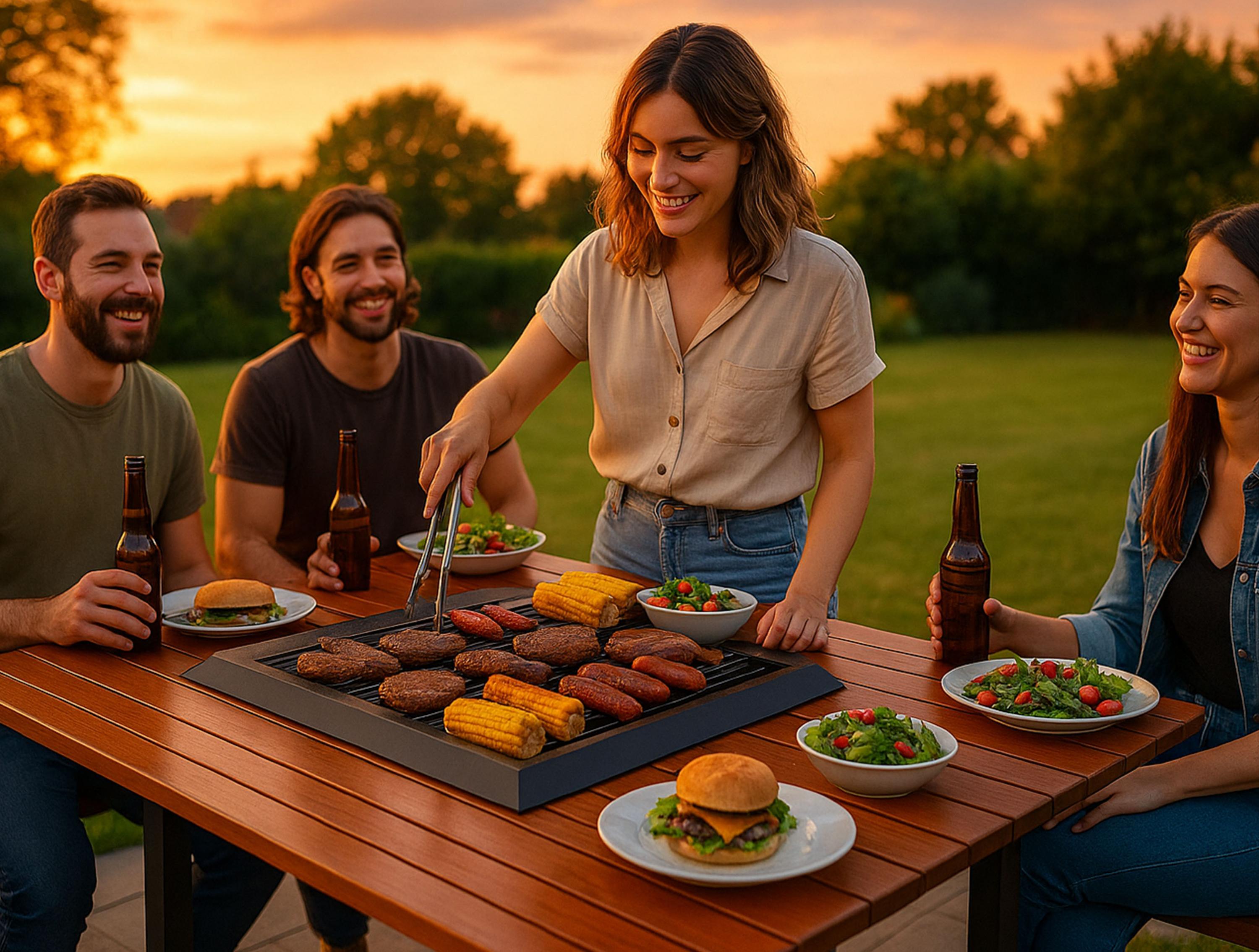 EFP54 BBQ: Tavolo da barbecue con griglia e piano in legno