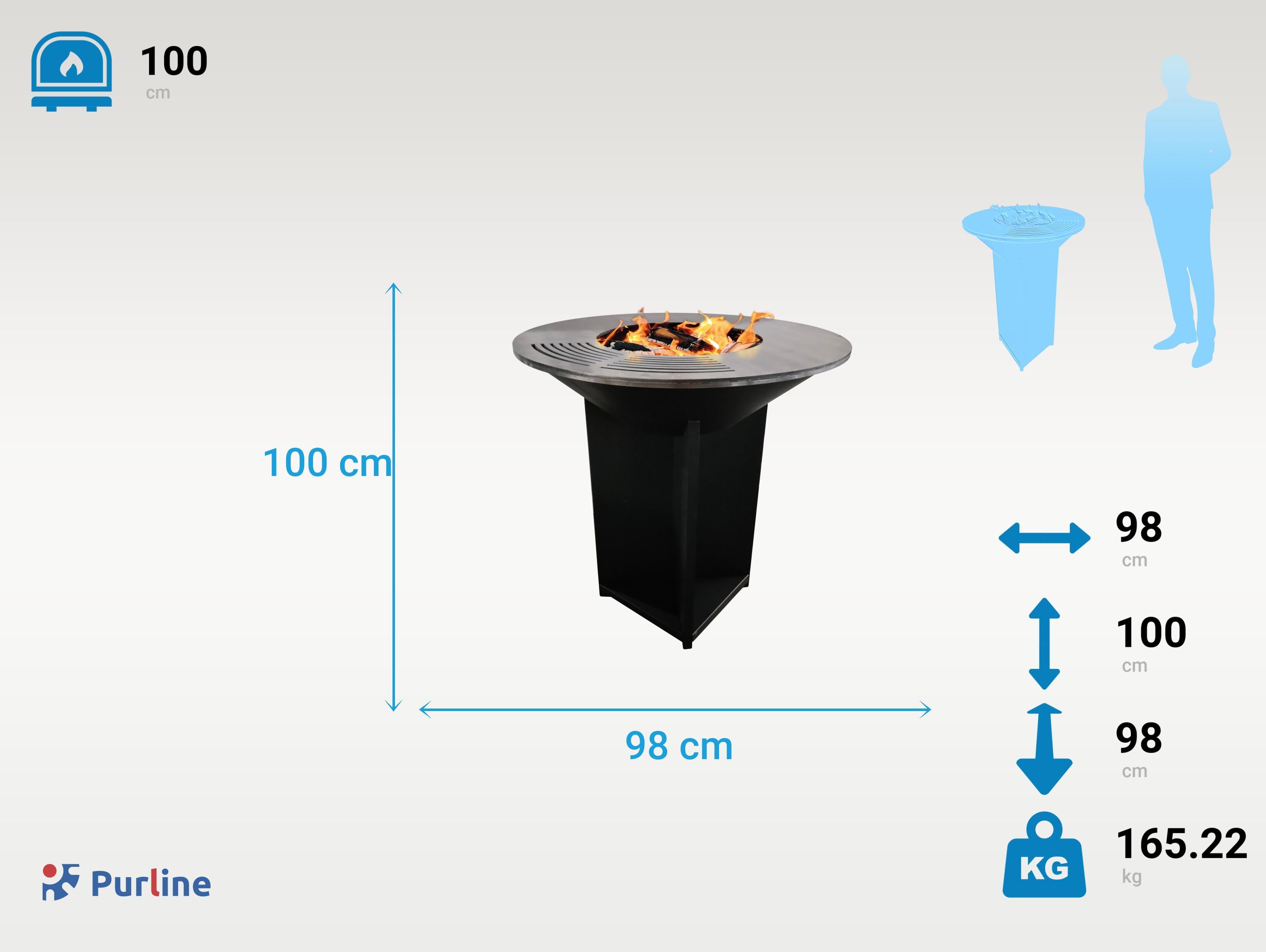 Barbecue in acciaio nero con piastra e griglia
