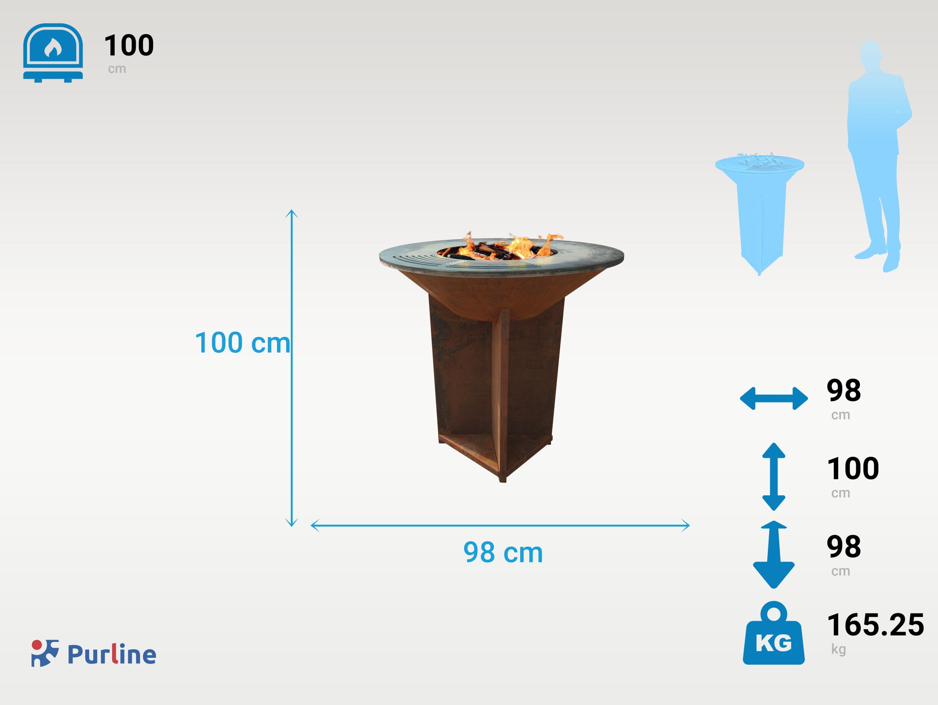Barbecue in acciaio corten con piastra e griglia