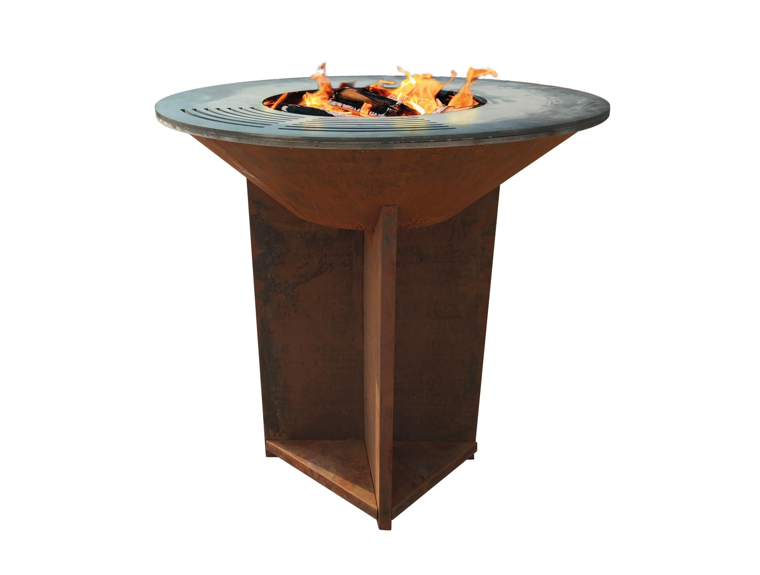 Barbecue in acciaio corten con piastra e griglia