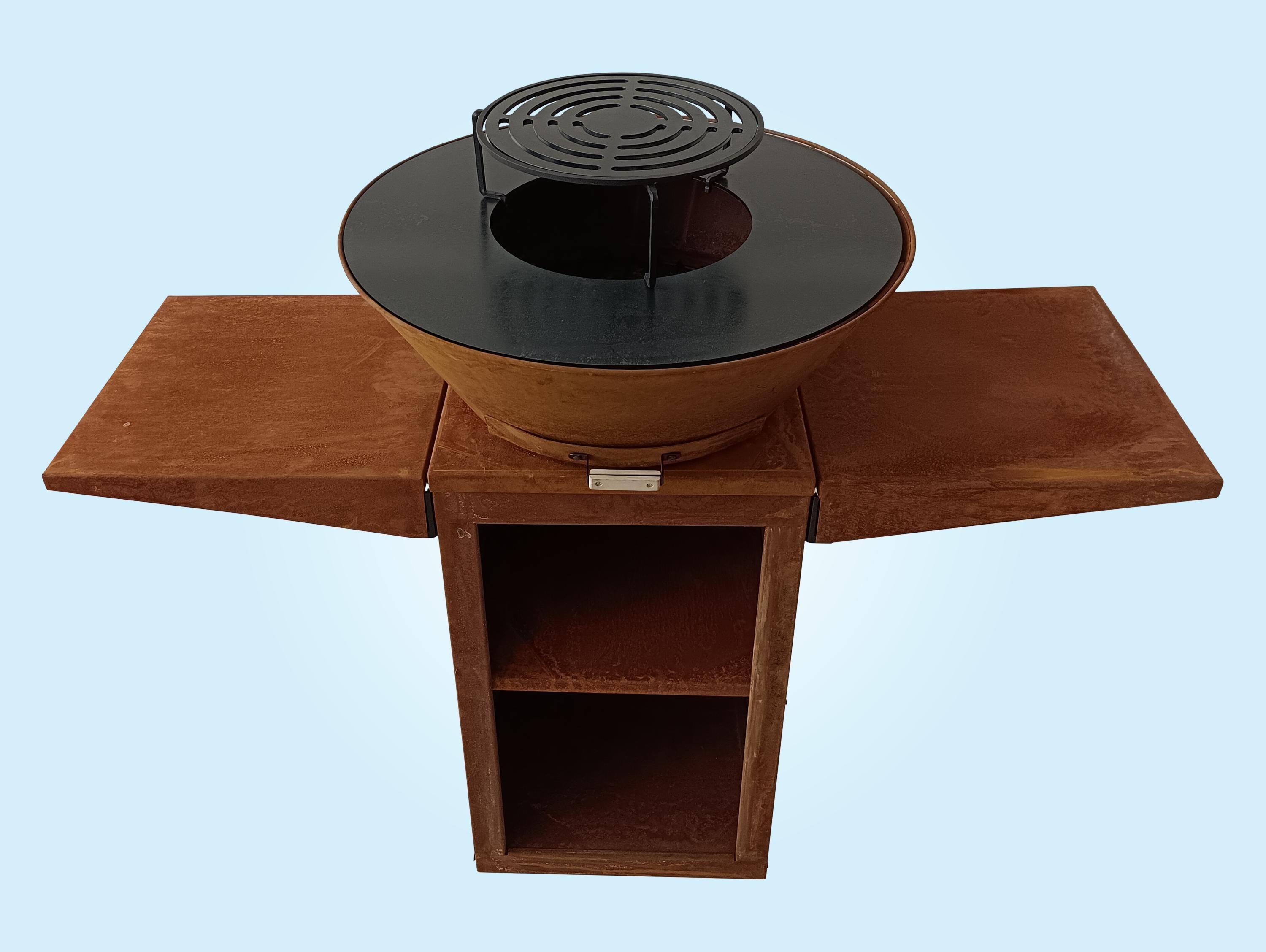 Barbecue con piastra in acciaio corten da 60 cm