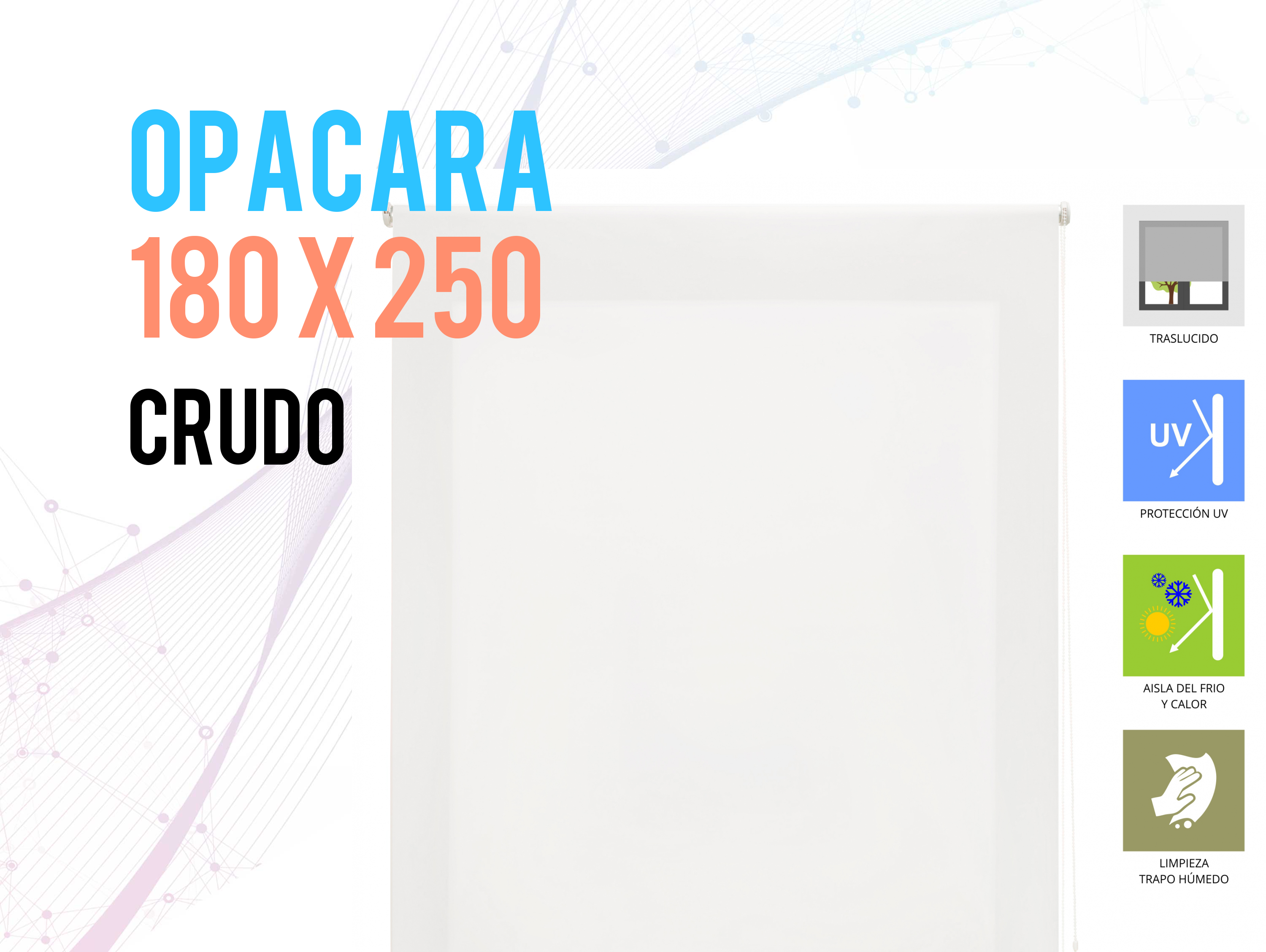 Tenda a Rullo 180X250 CRUDO Poliestere Traslucido