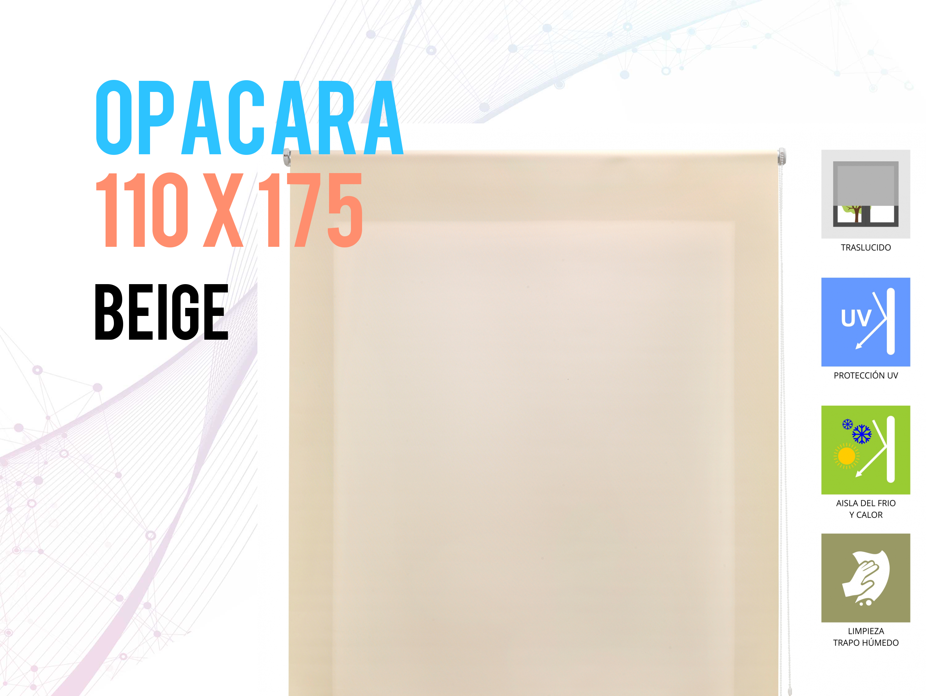Tenda a Rullo 110X175 BEIGE Poliestere opaco