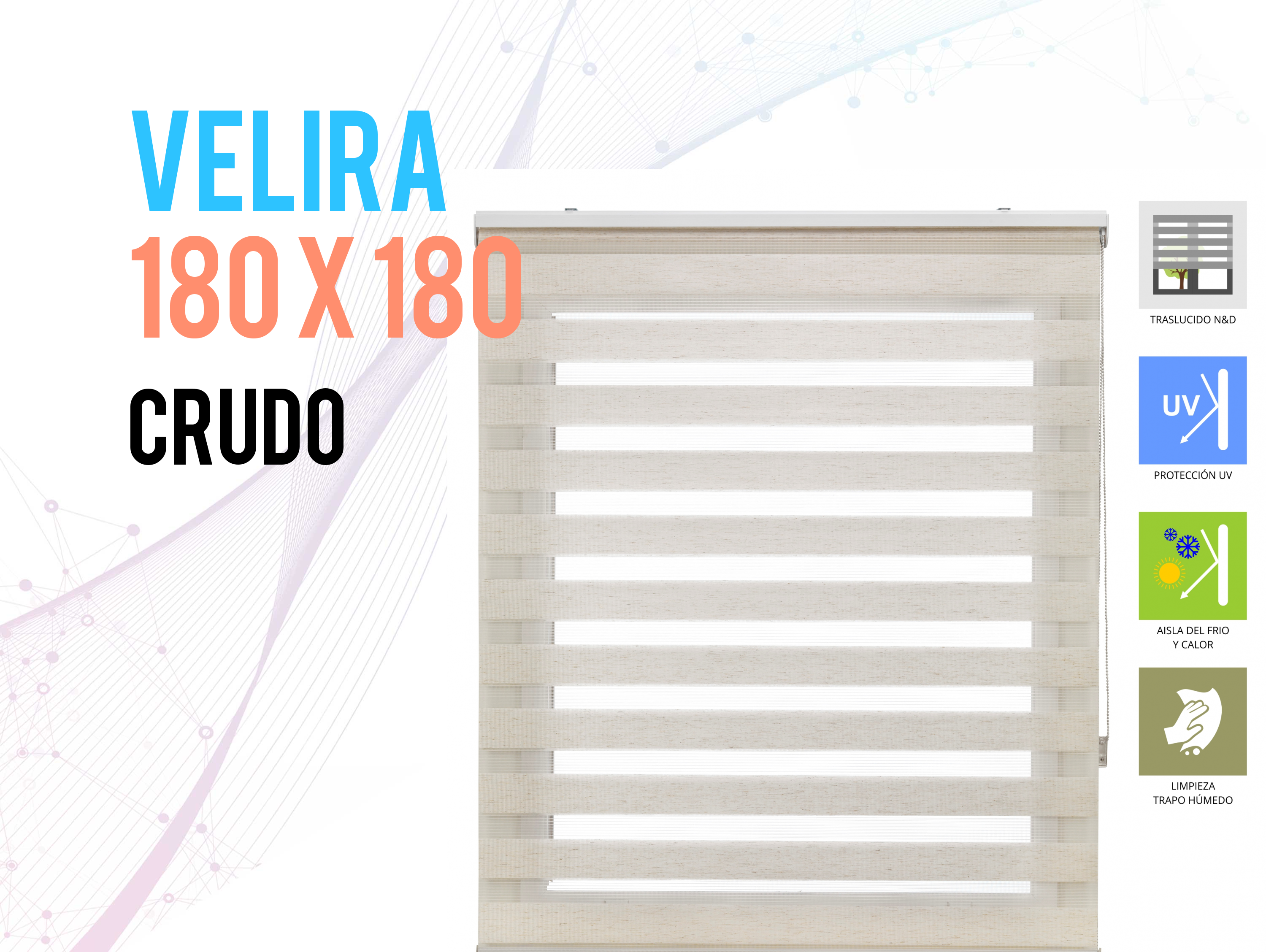 Tenda a Rullo 180X180 ECRU Notte e Giorno