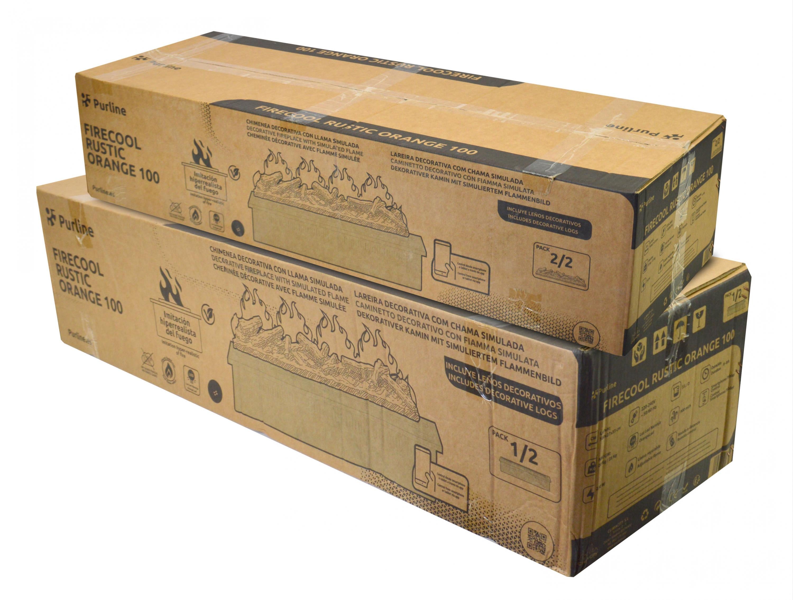 Caminetto decorativo con fiamma simulata e ceppi di legno