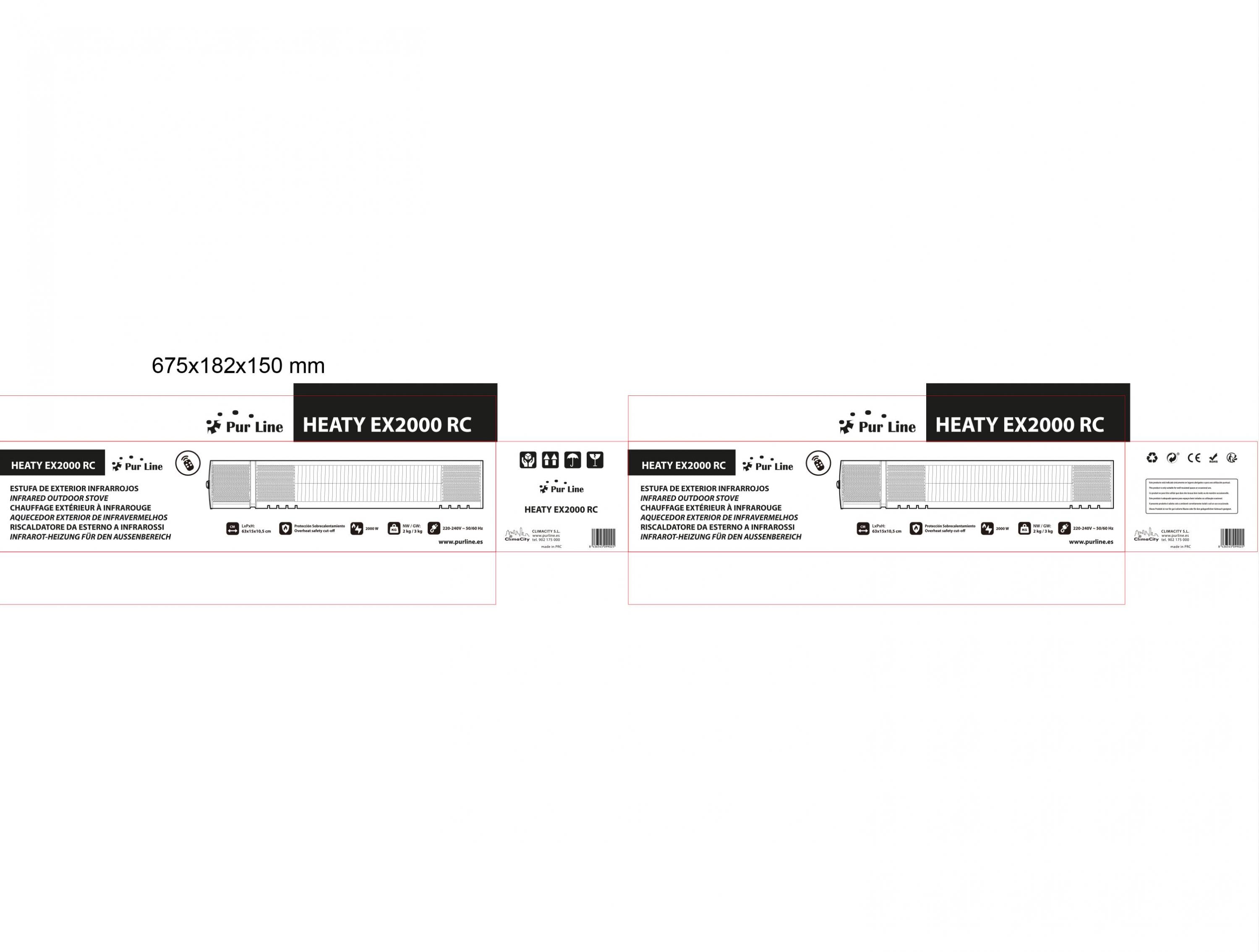Riscaldatore alogeno a parete o a soffitto 2000W