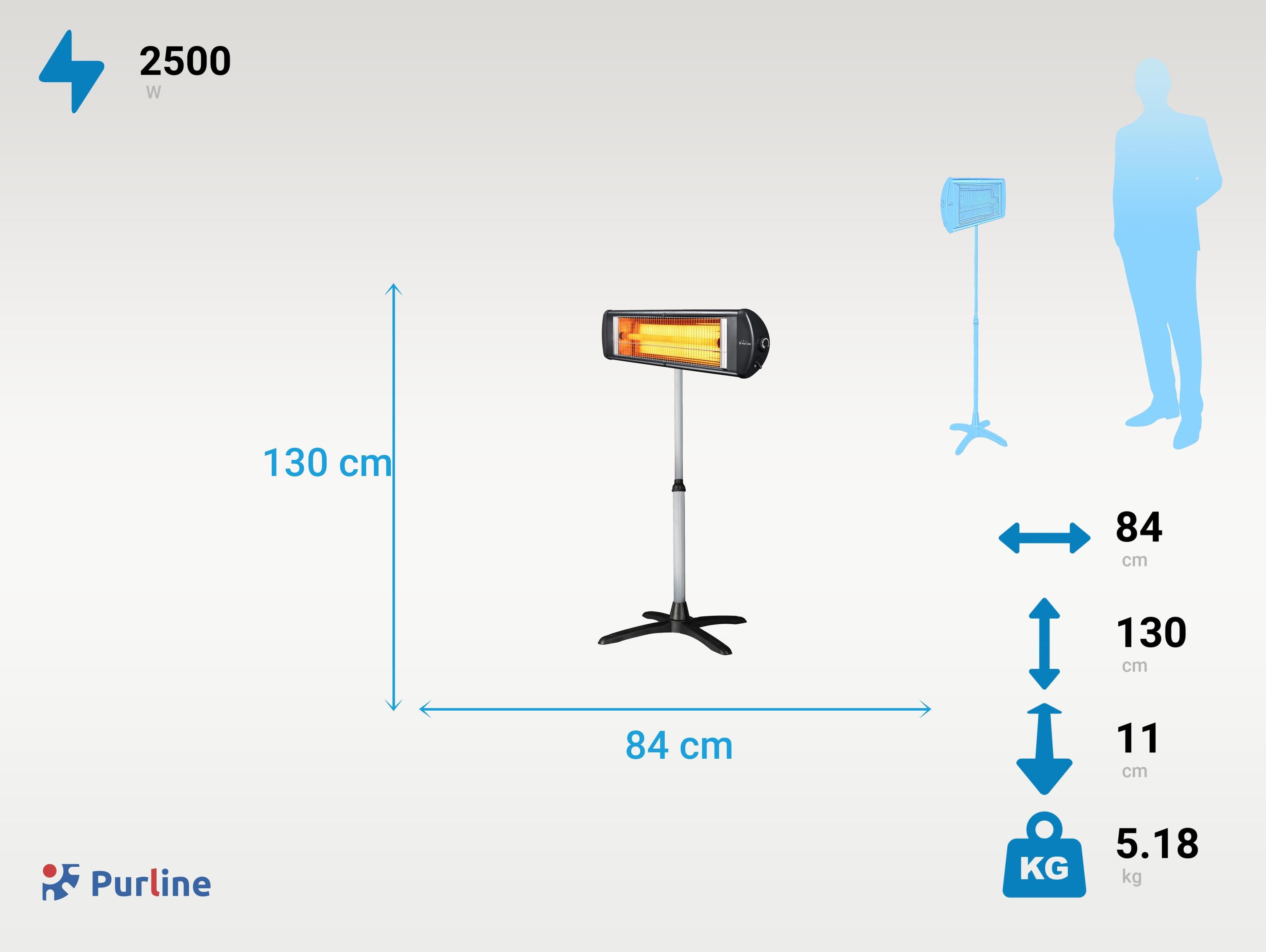 Riscaldatore alogeno da interno o esterno 2500W