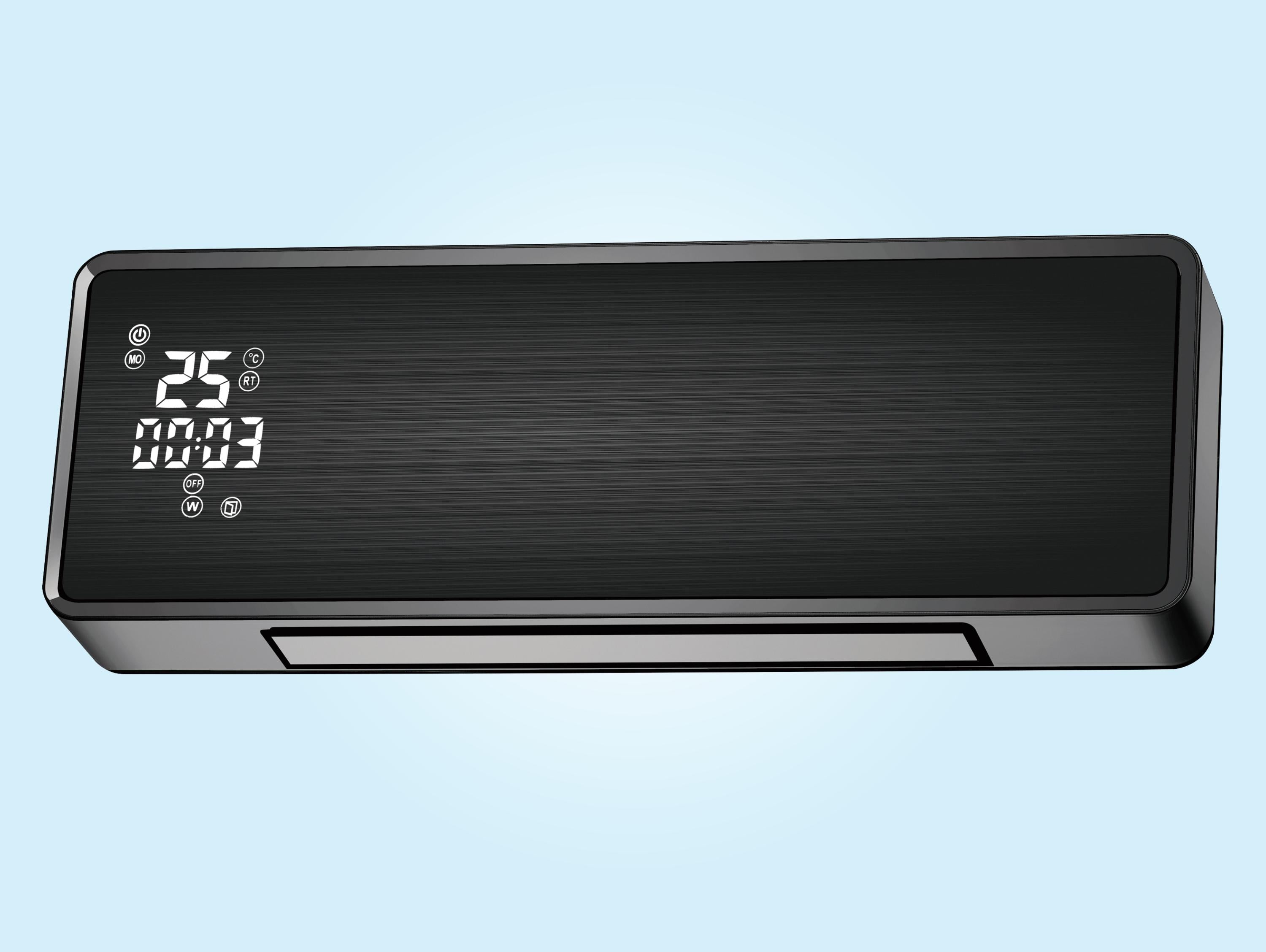 Riscaldatore split a parete 2000 W con frontale in vetro nero con controllo WIFI