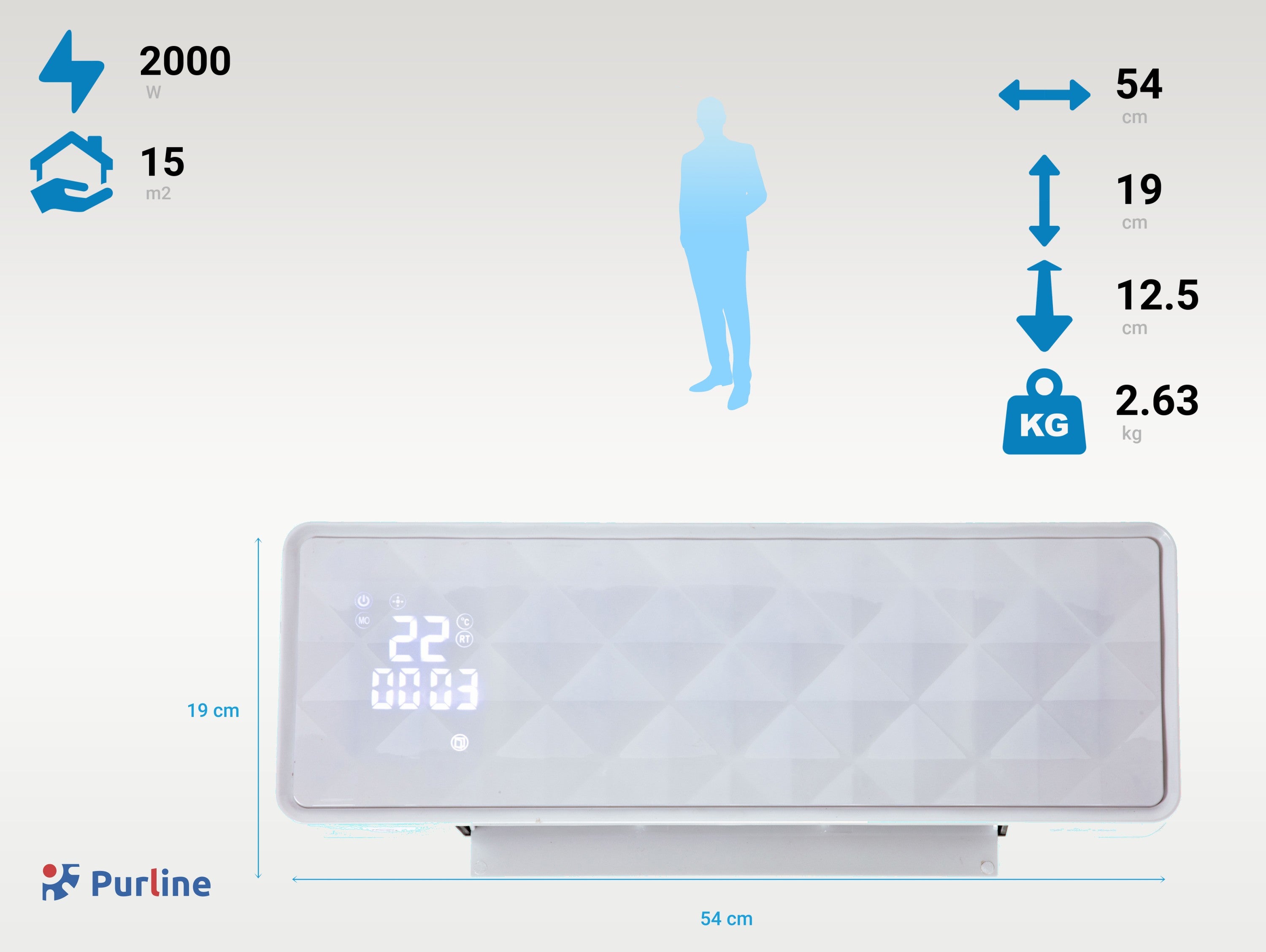 Riscaldatore ceramico a parete da 2000 W con telecomando e timer