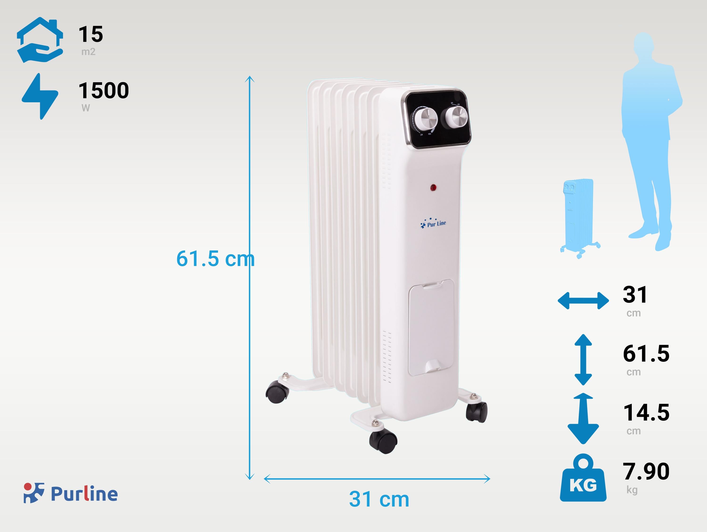 Radiatore a olio a risparmio energetico da 1500W con contenitore di umidificazione