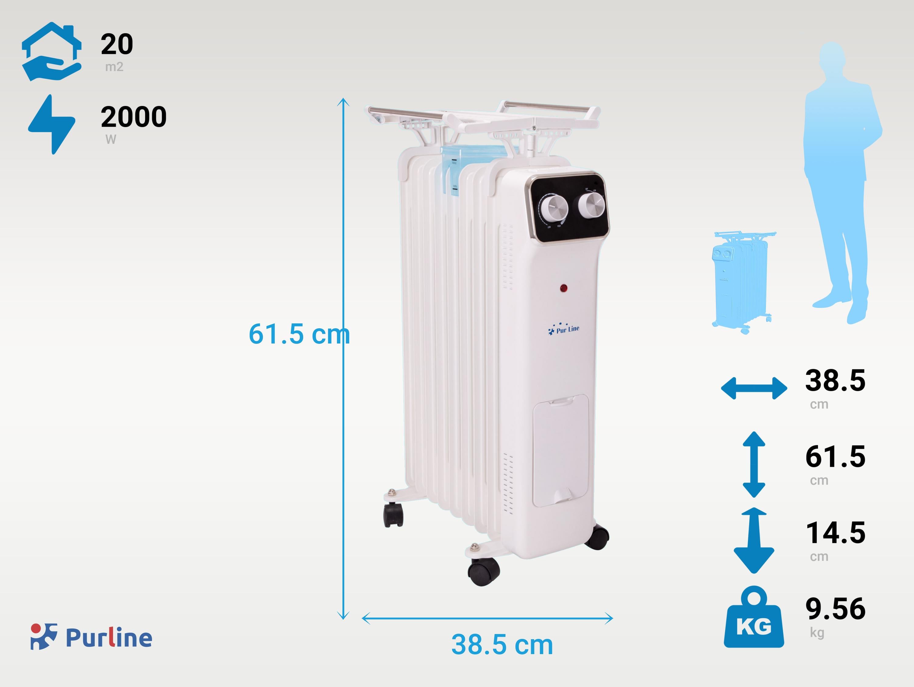 Radiatore ad olio da 200W a risparmio energetico con contenitore di umidificazione
