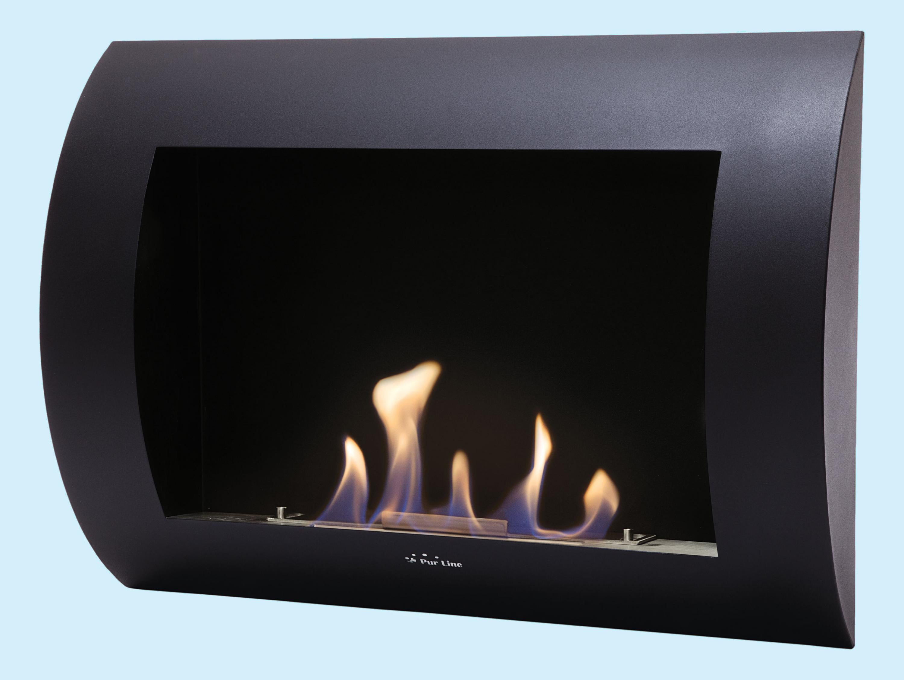 Camino a etanolo da parete in acciaio laccato nero