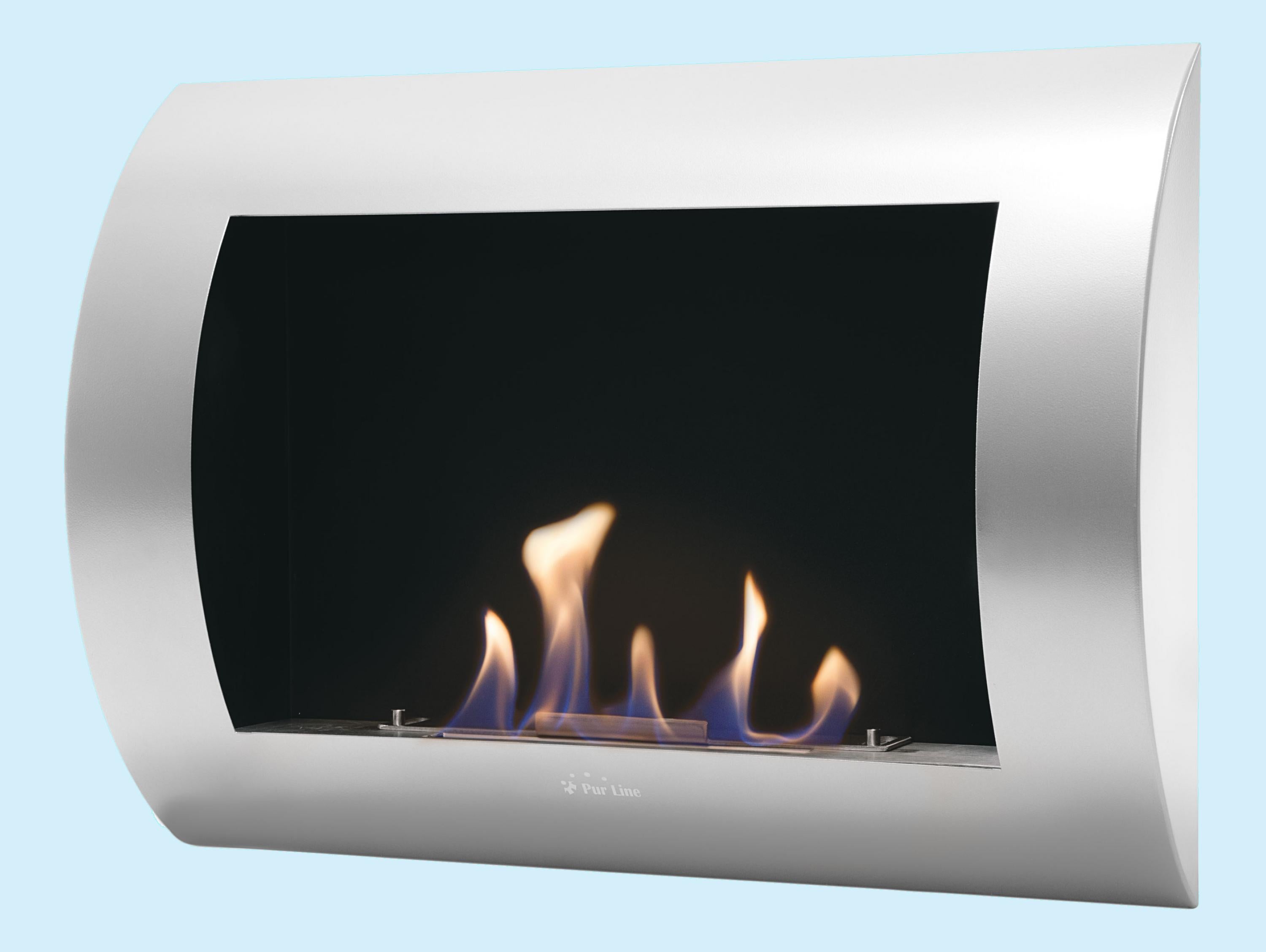 Camino a etanolo da parete in acciaio laccato grigio