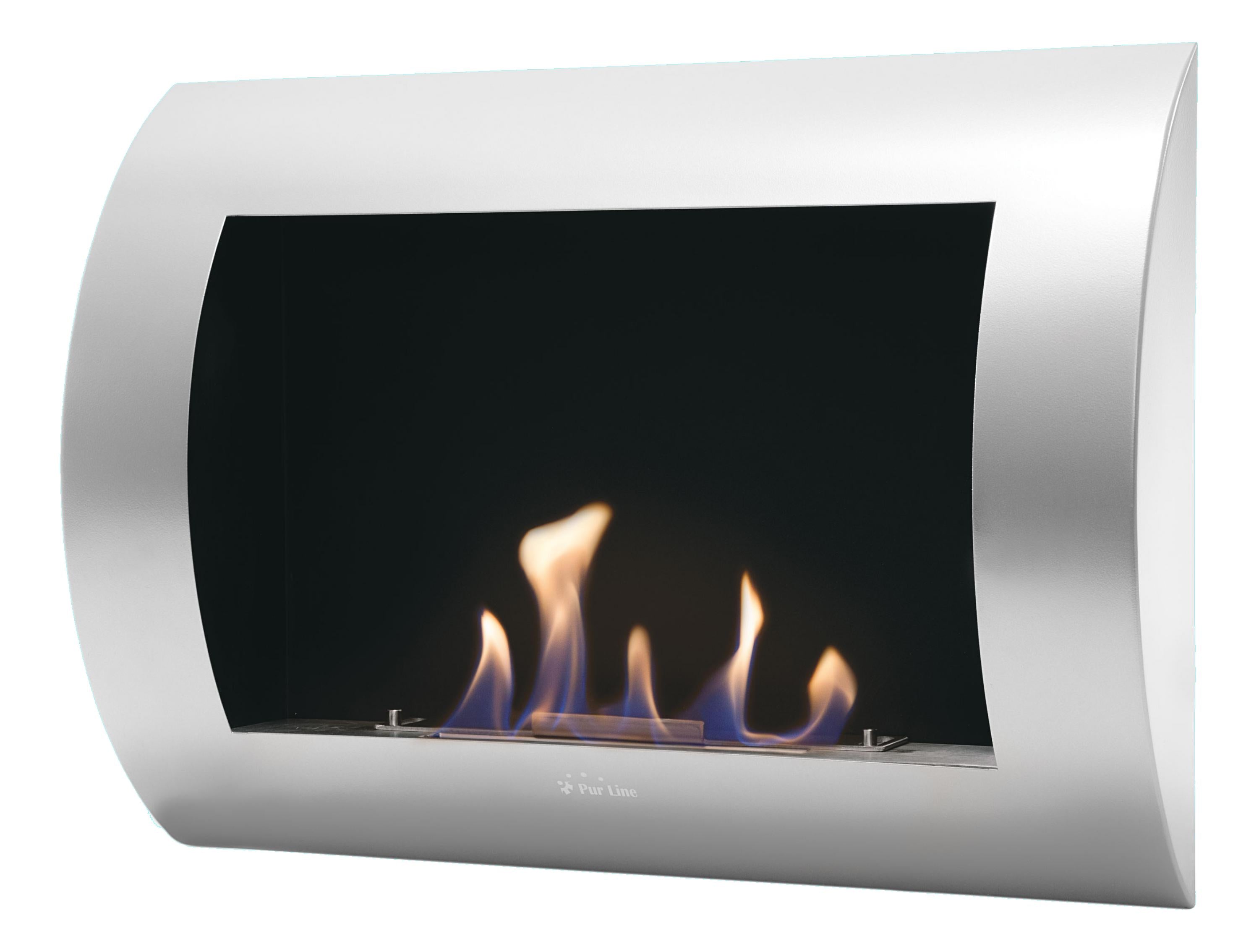 Camino a etanolo da parete in acciaio laccato grigio